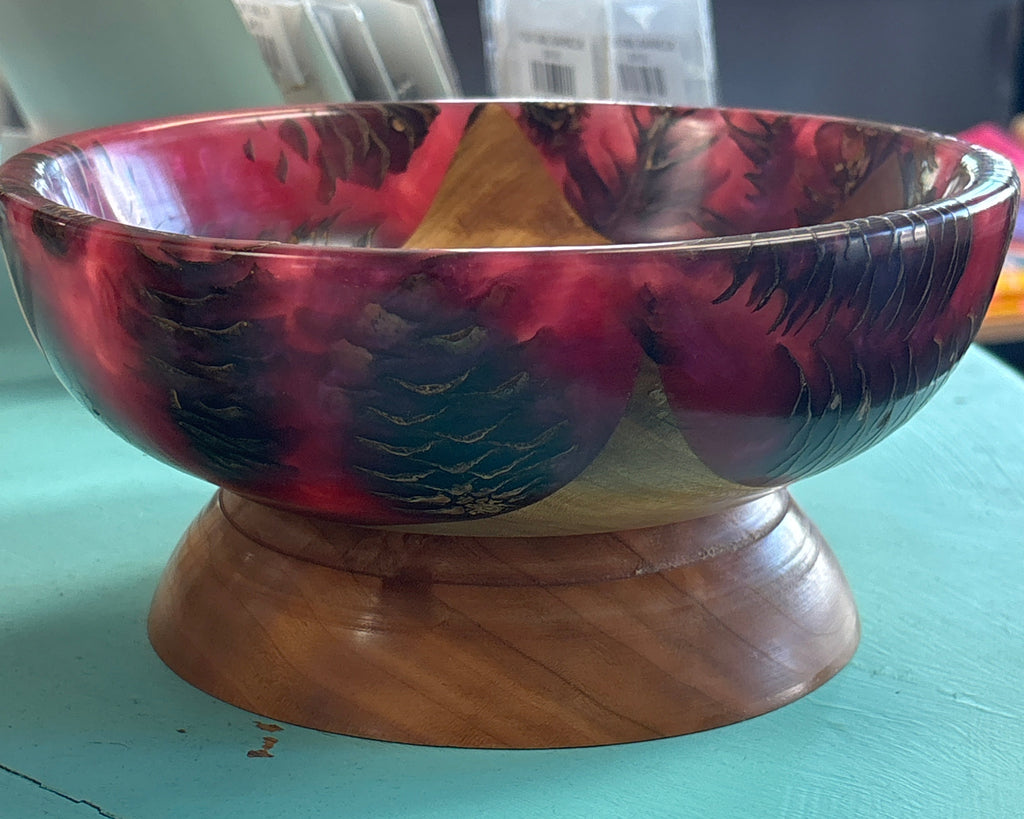 Handmade Wood, Red Resin & Pinecone Bowl | Cottage Creations