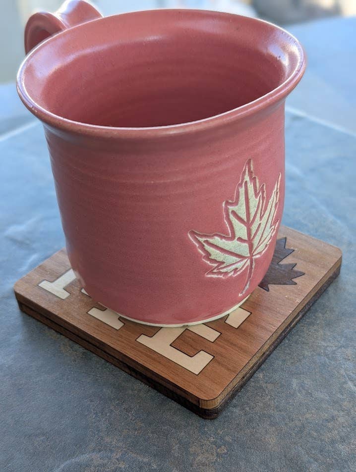 Handmade HOME Inlay Coaster 2 pack - Made in Canada