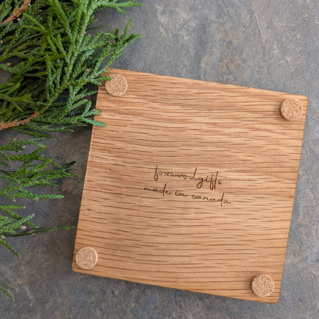 Maple Leaf Wood Inlay Coaster 2 pack- Made in Canada