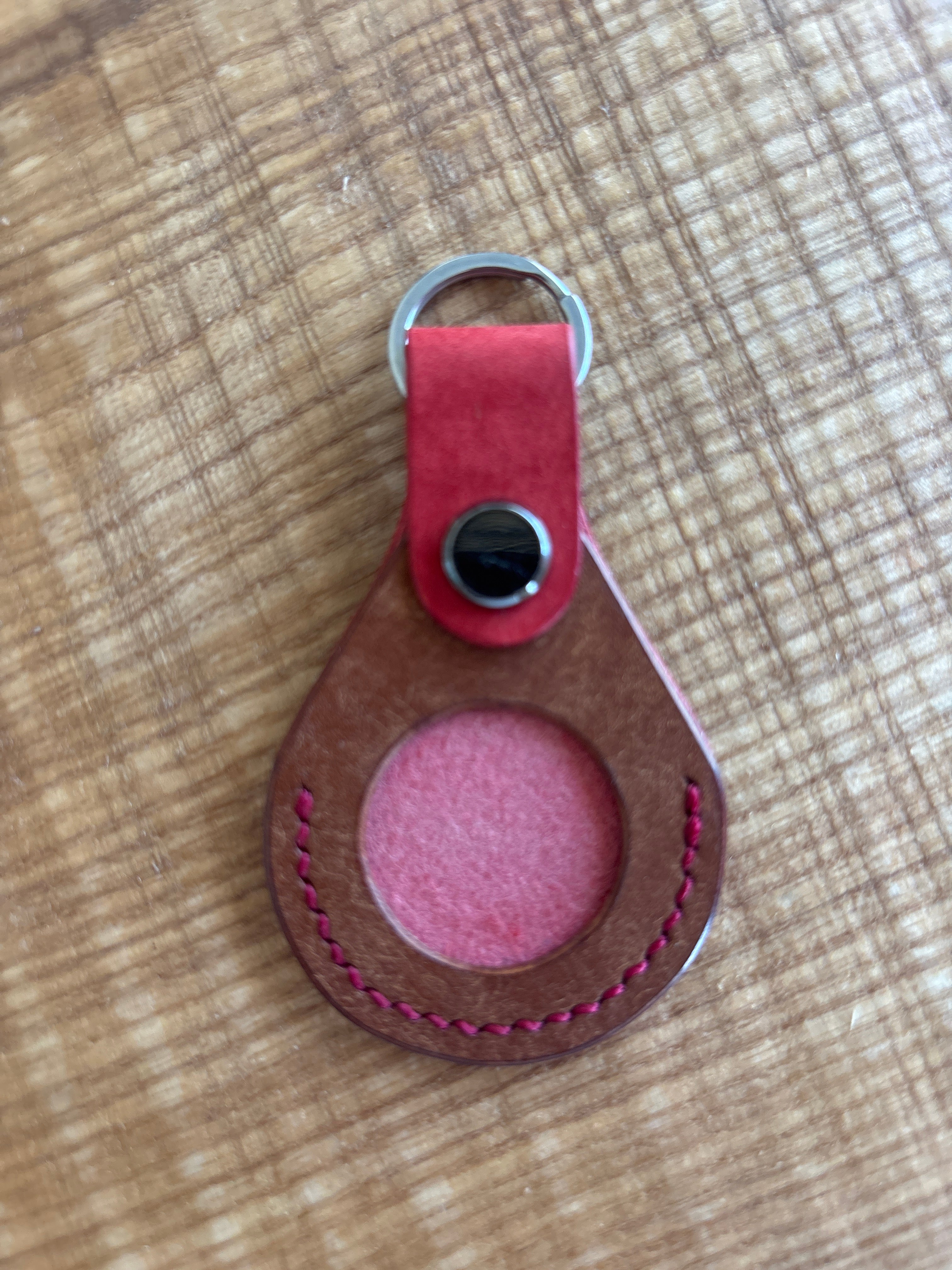 Handcrafted Leather Air Tag Keychain by Red Valley Studios