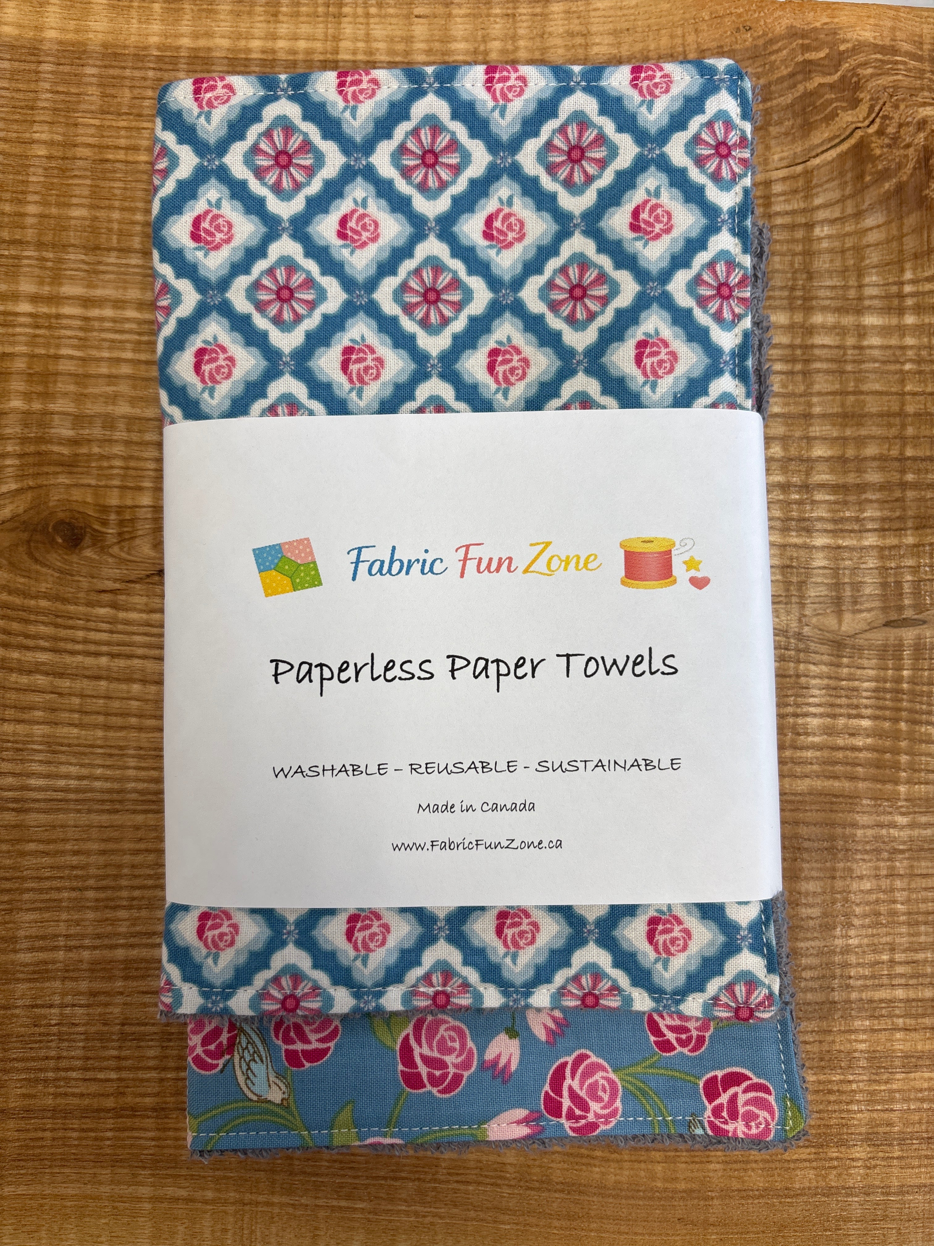 Paperless Paper Towel Sets of 4 Handmade by Fabric Fun Zone