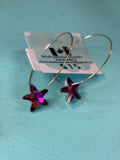 Glass Star Dangle Hoop Earrings by Hollywood North Jewelry