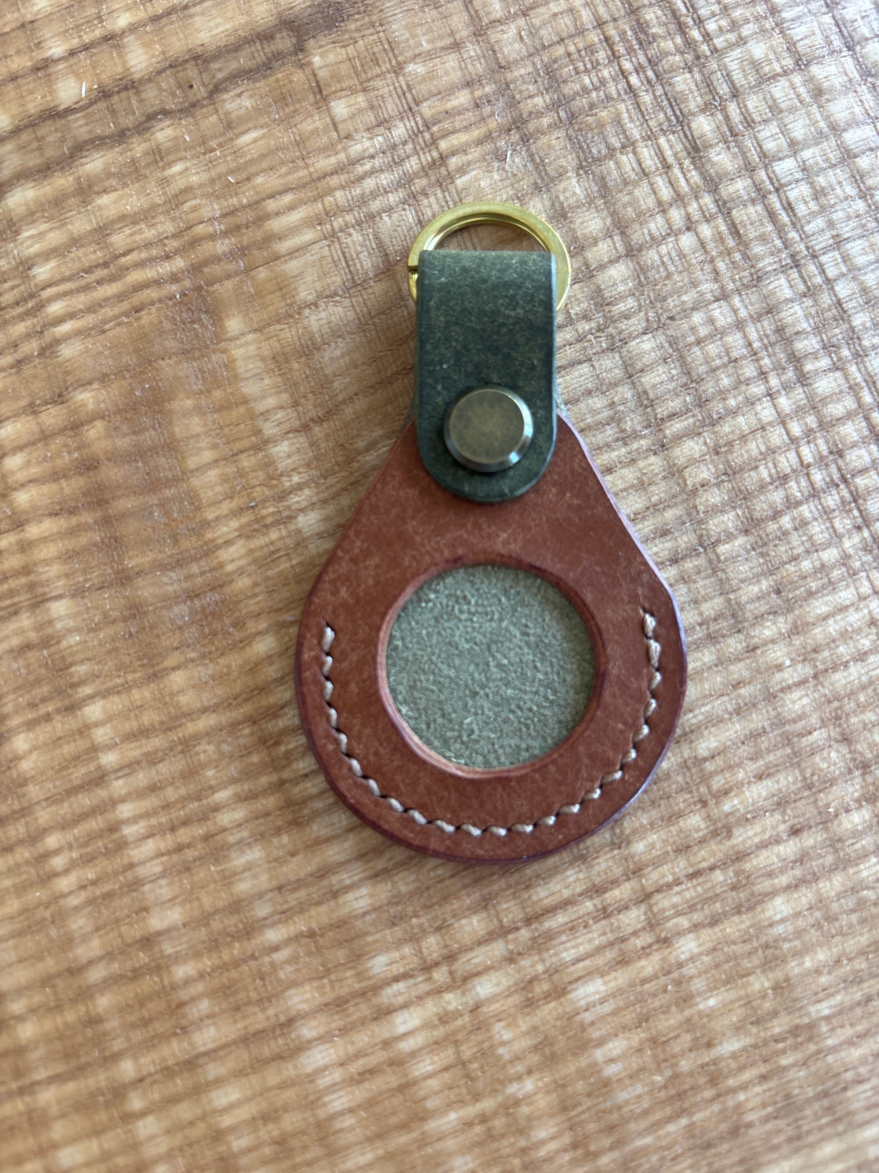 Handcrafted Leather Air Tag Keychain by Red Valley Studios