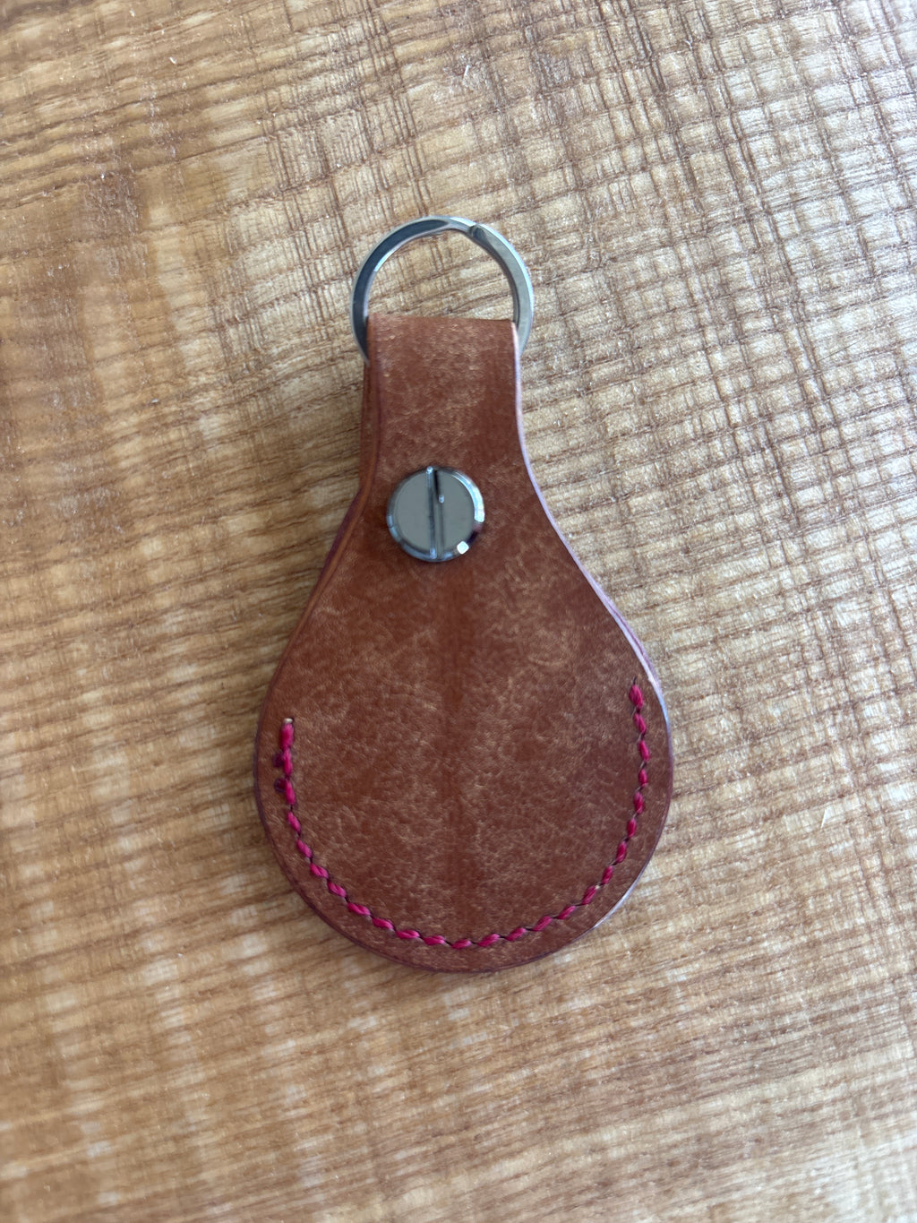 Handcrafted Leather Air Tag Keychain by Red Valley Studios