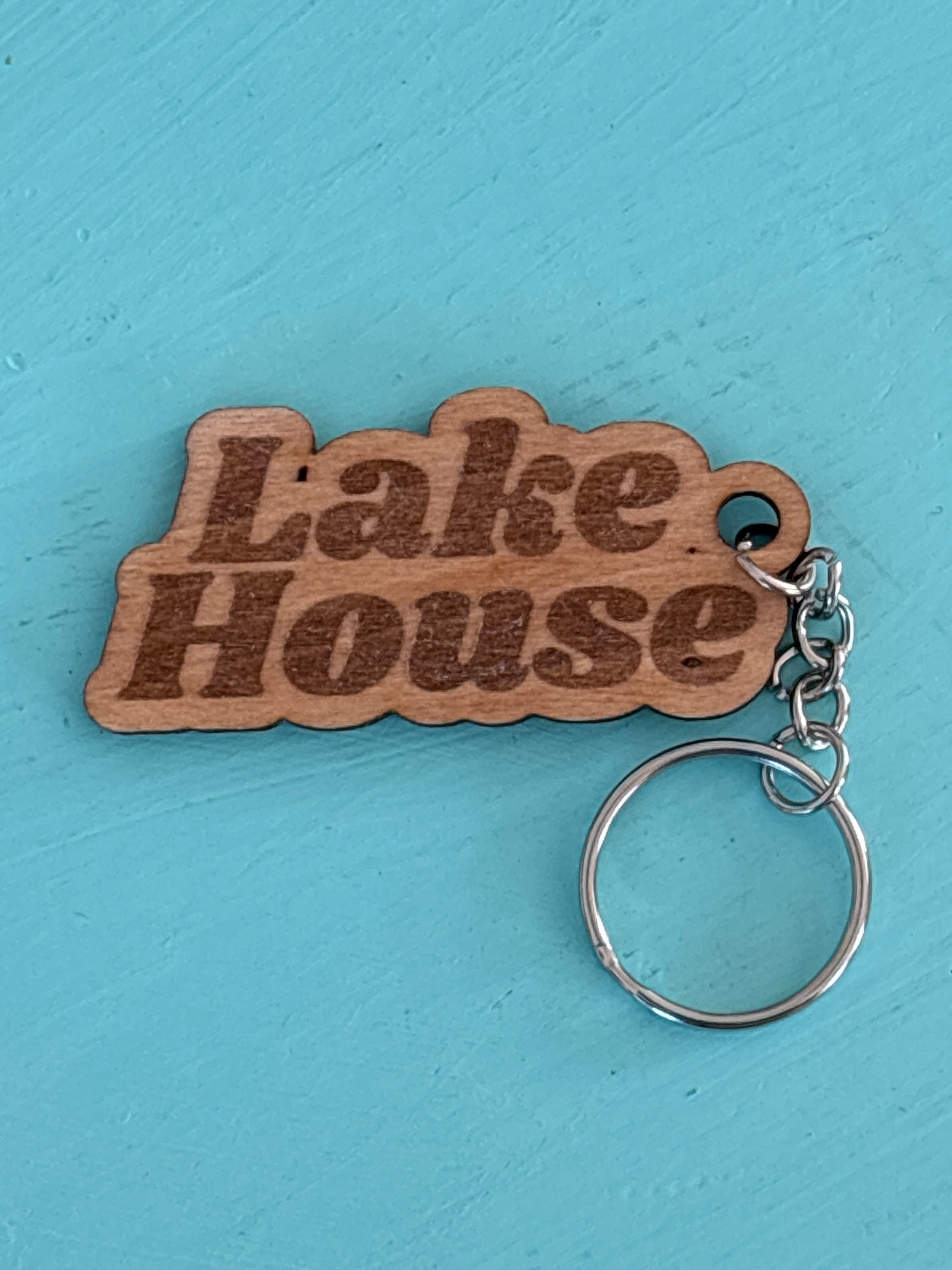 Lake House Key Chain Wood