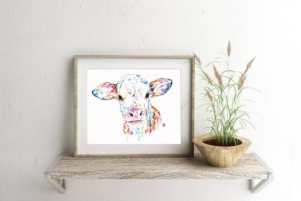 Cow Watercolor Print