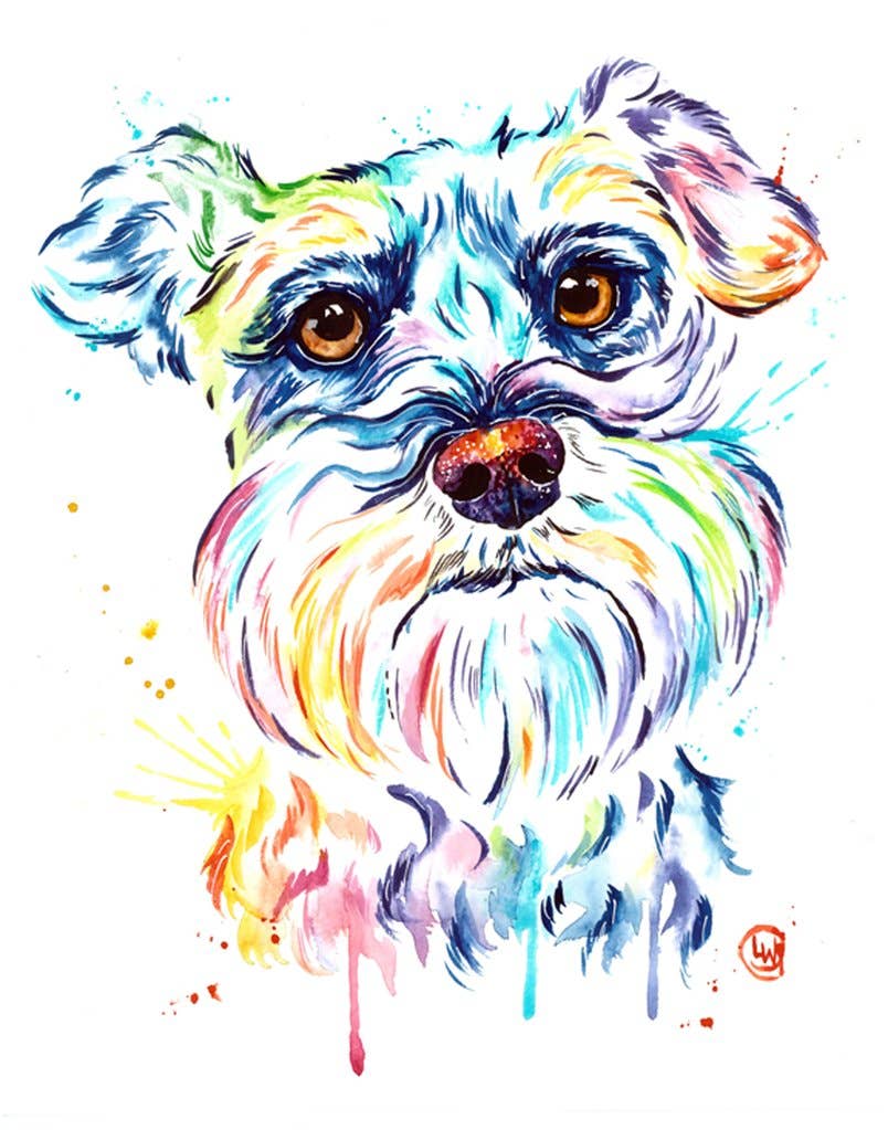Schnauzer Watercolor Painting - Art Prints and Cards