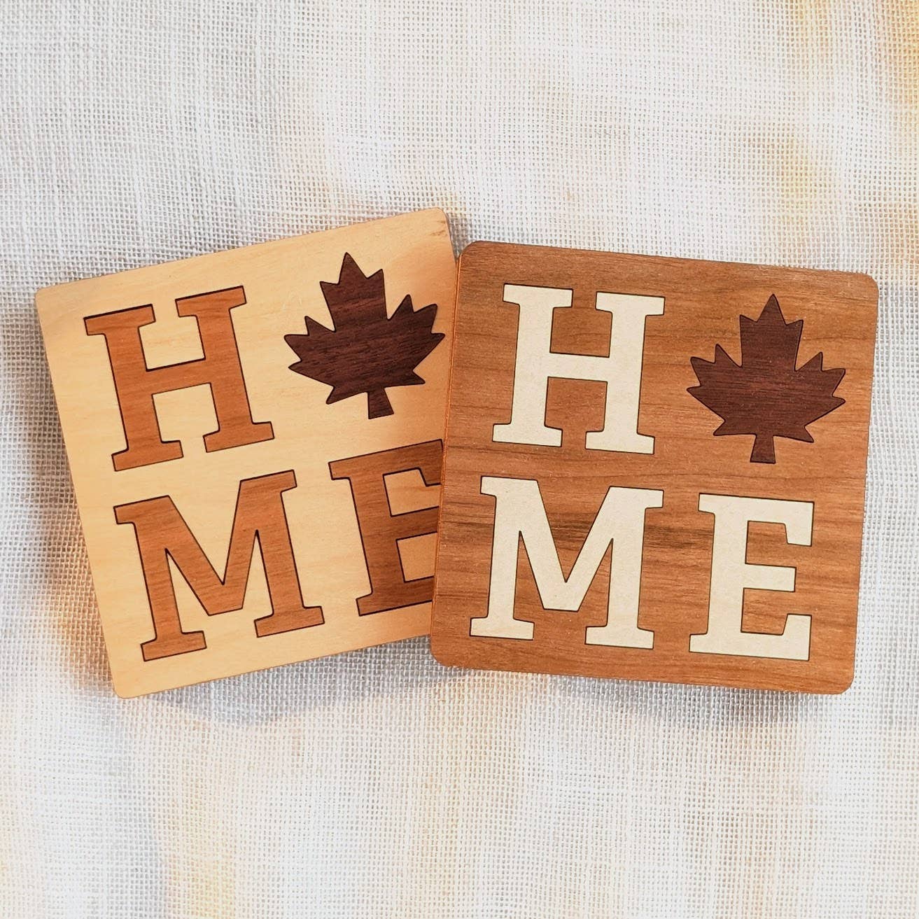 Handmade HOME Inlay Coaster 2 pack - Made in Canada