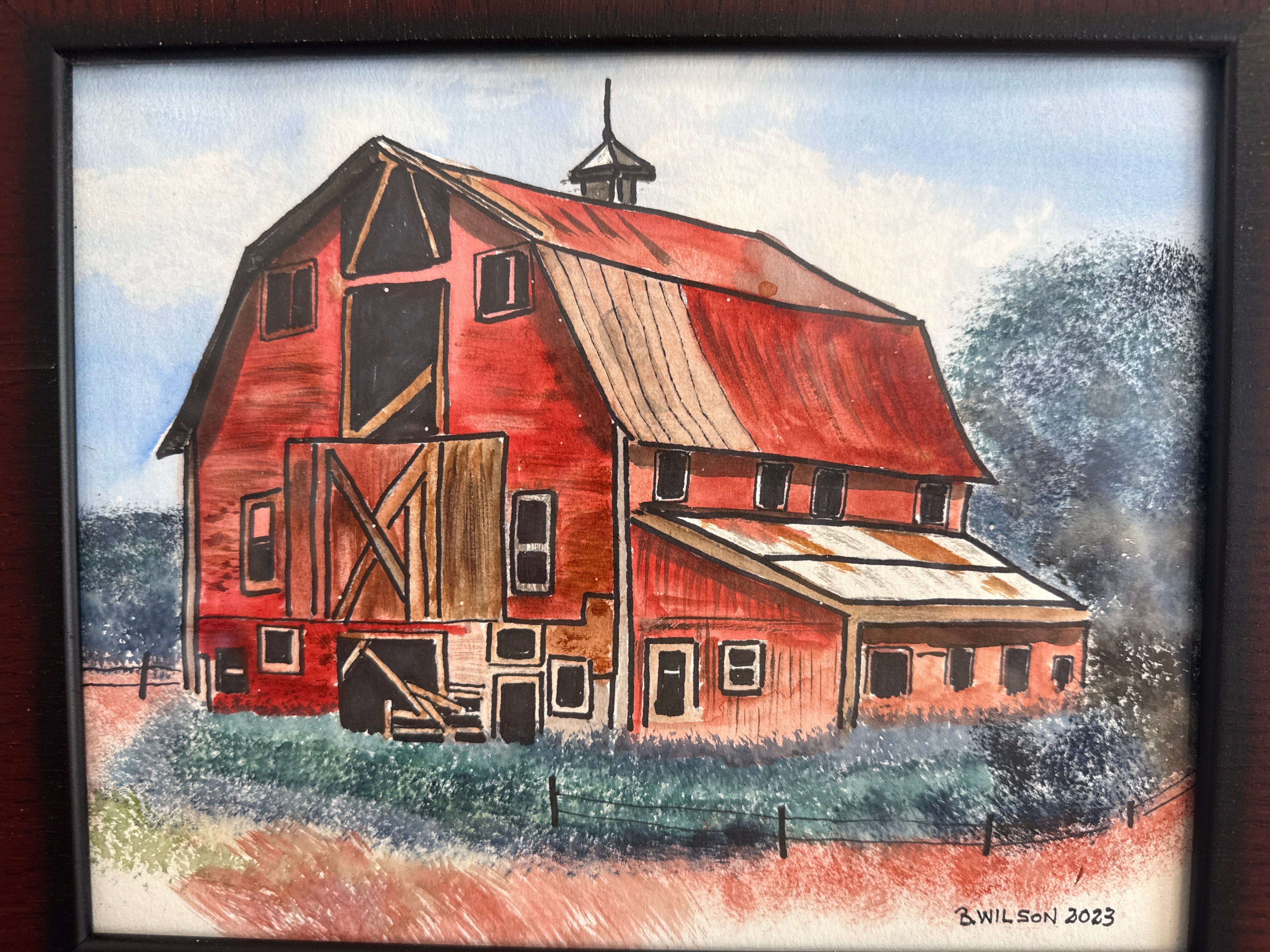 Red Barns Watercolour Paintings by Barb Wilson