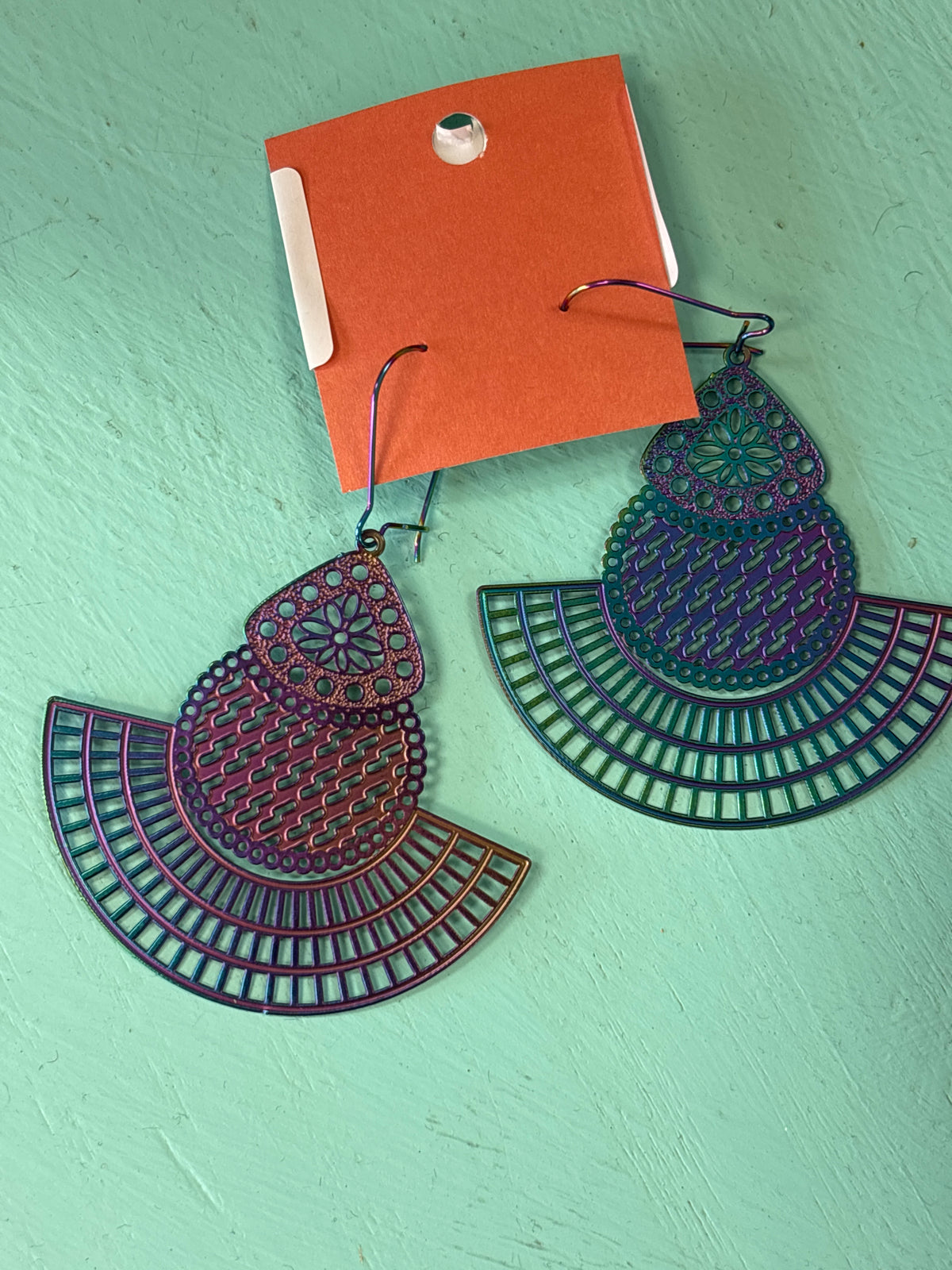 Large Long Fan Dangle Earrings by Hollywood North Jewelry