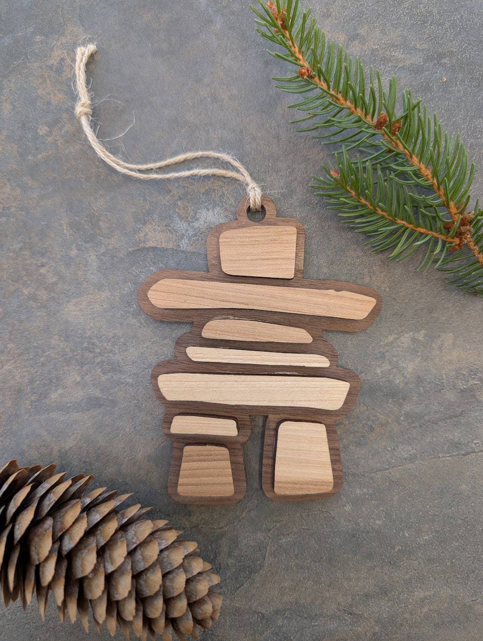 Inukshuk Canada Wayfinder Ornament - Wood Christmas Souvenir