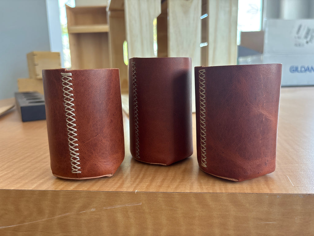 Handcrafted Leather Drink Koozie by Red Valley Studios