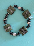 Evergreen Marble Handmade Glass Bead Bracelet by Meri Glass (031)