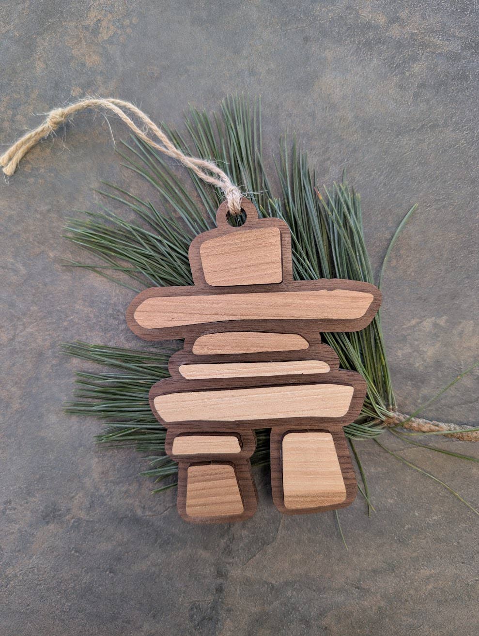 Inukshuk Canada Wayfinder Ornament - Wood Christmas Souvenir