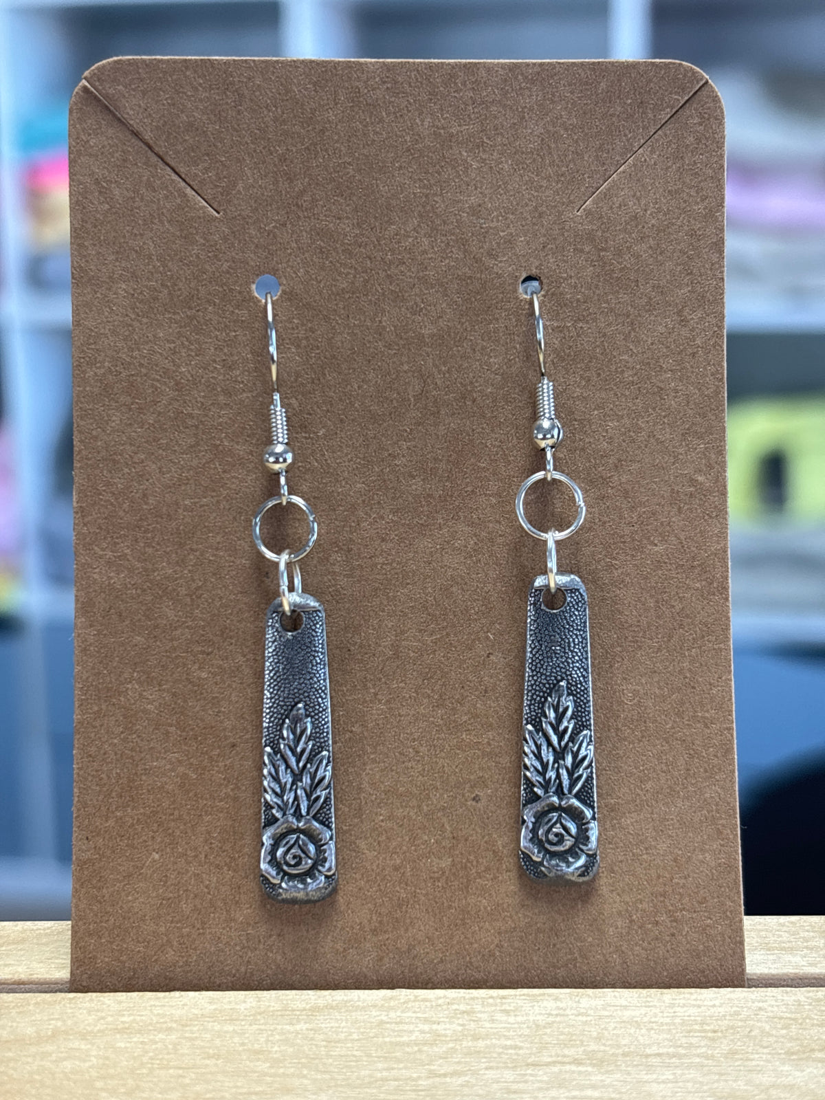 Earrings Locally Made of Repurposed Silverware by Maven of Mischief