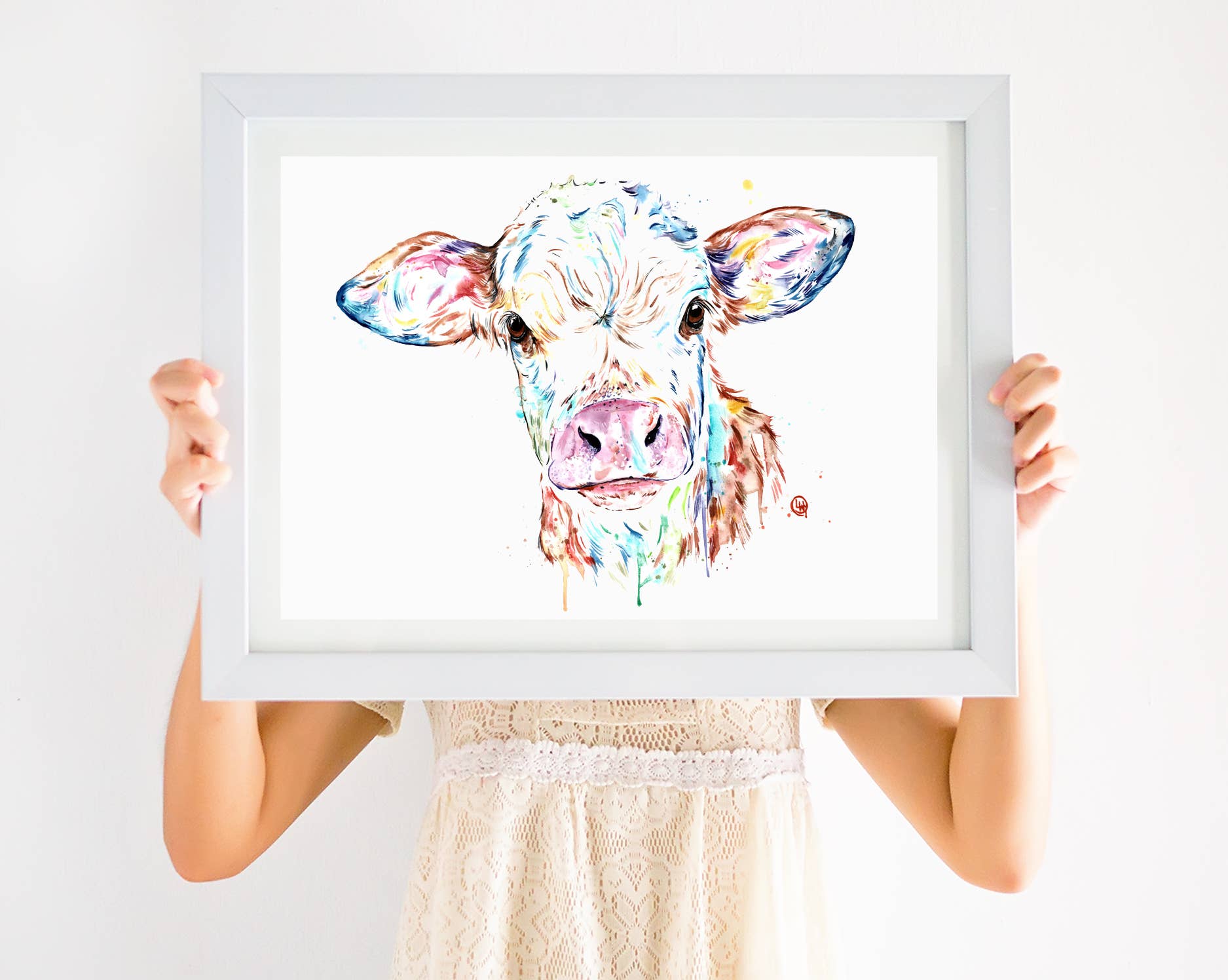 Cow Watercolor Print