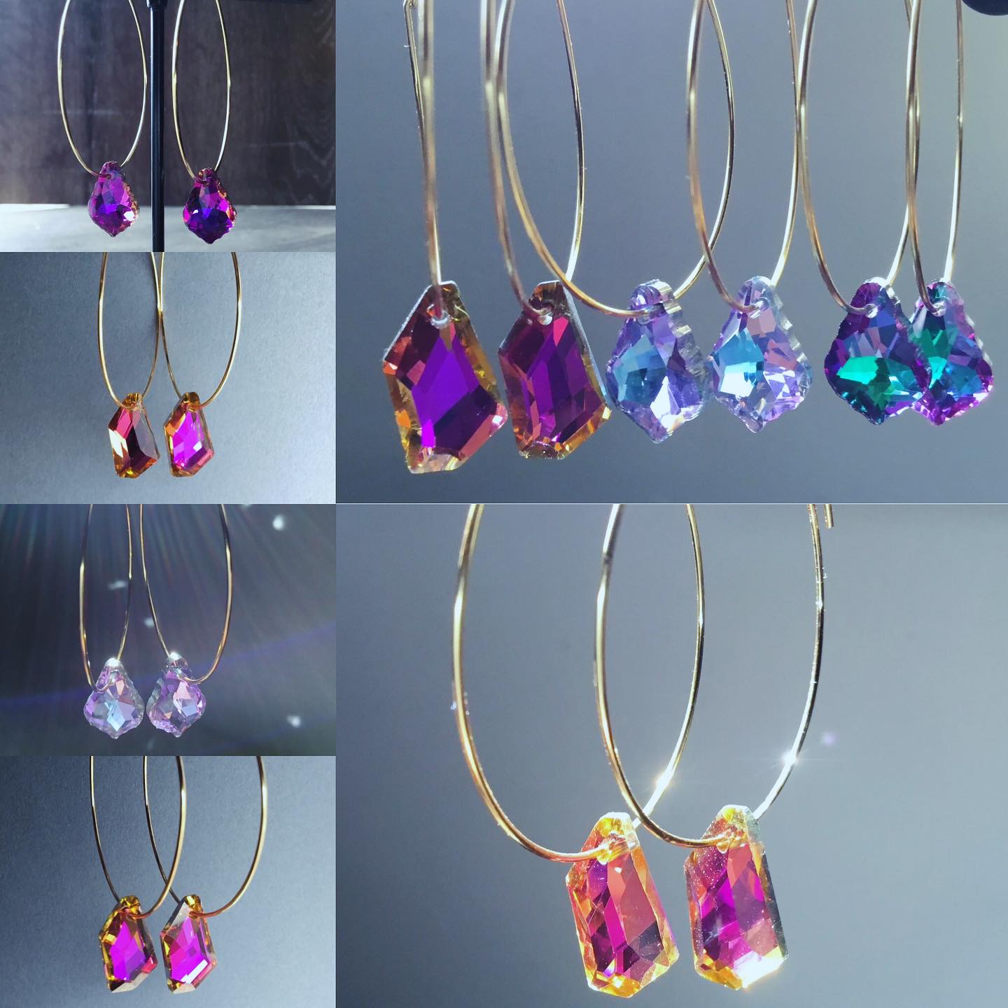 Aurora Borealis Hoop Earrings by Hollywood North Jewelry