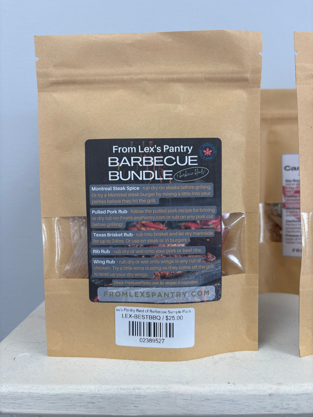 Barbecue bundle package with label on a gray surface