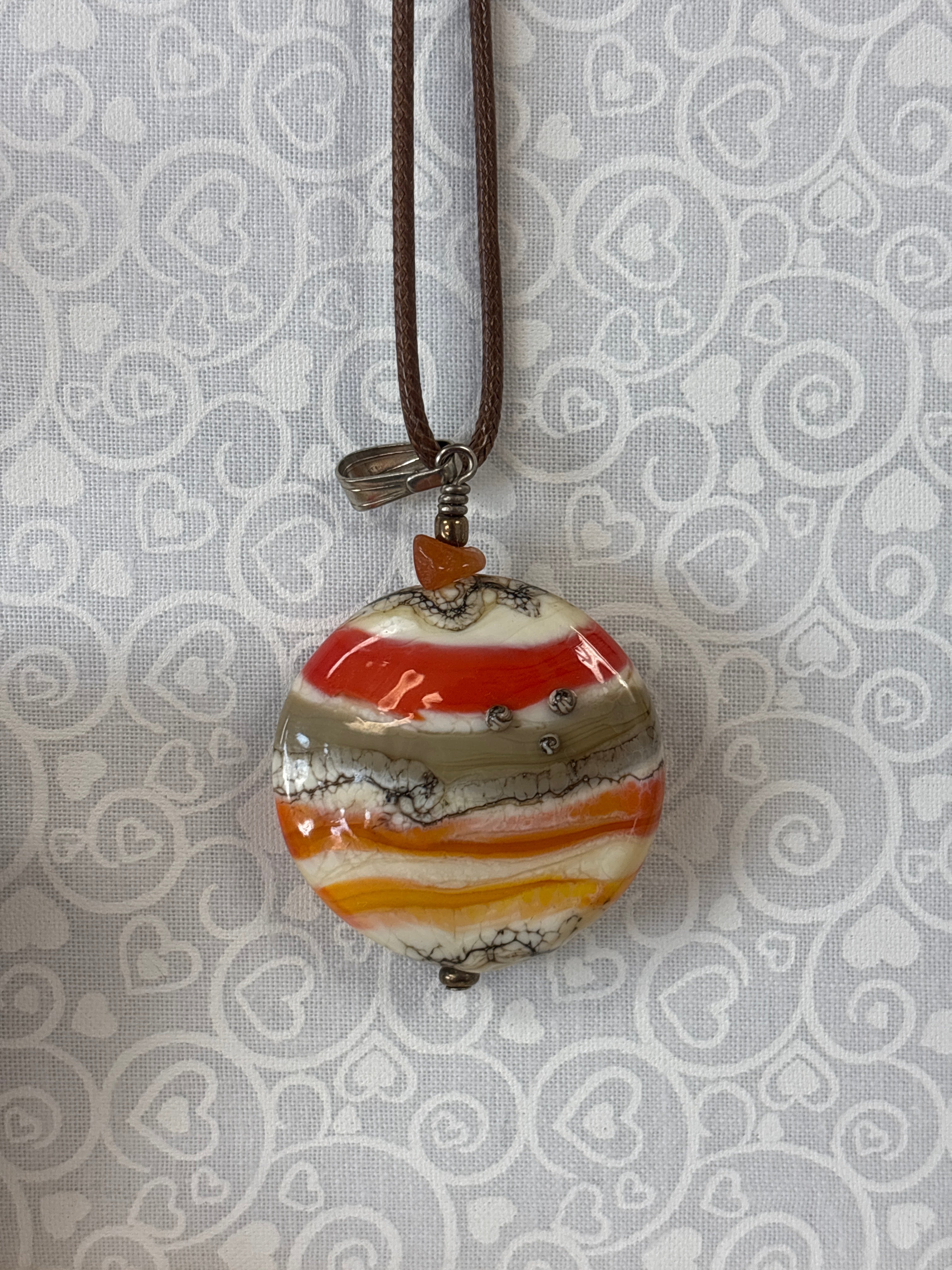 Meri Glass Beads Orange Pendant