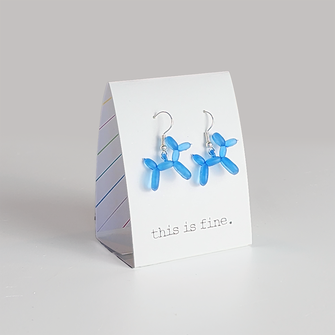 blue balloon art earring