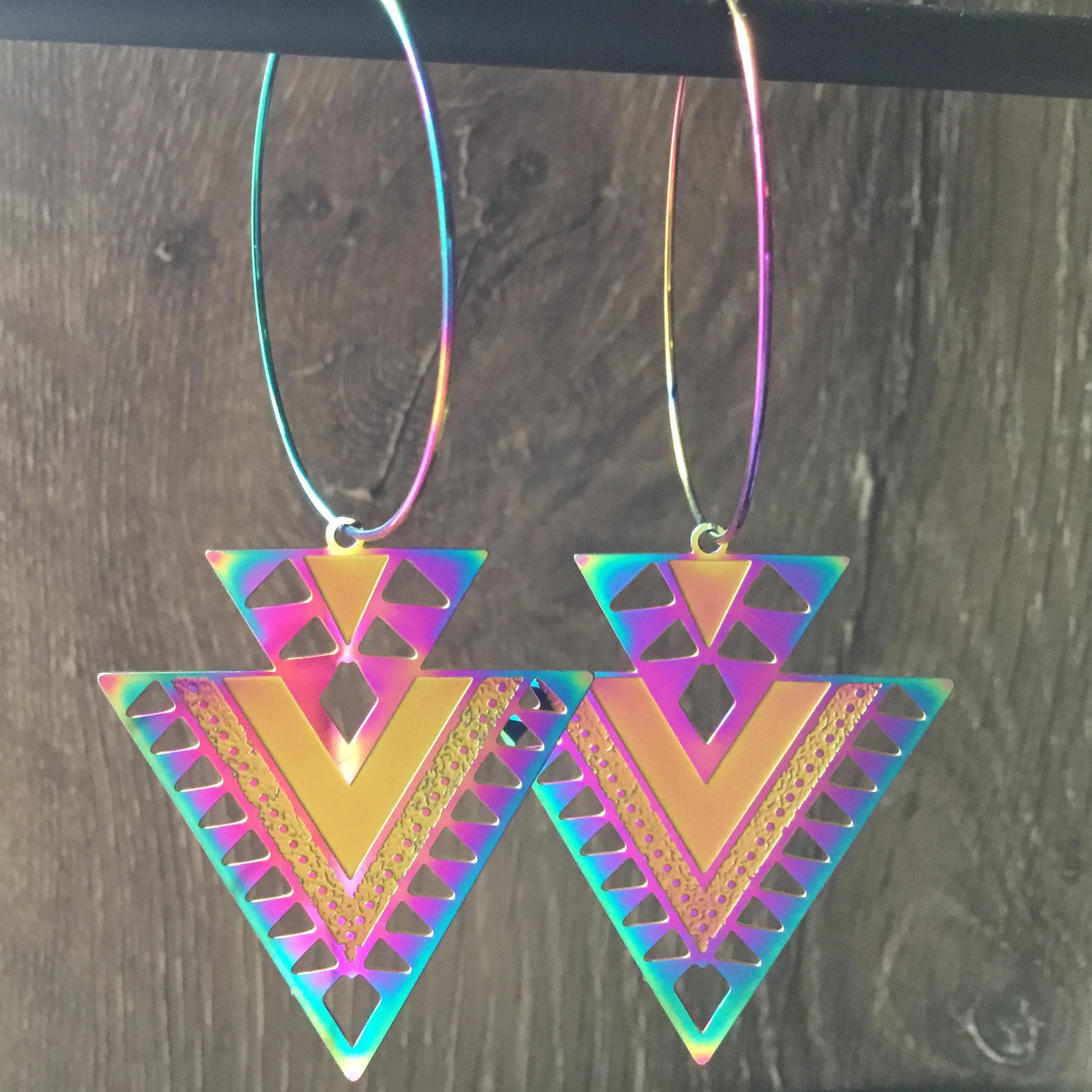 Triangle Hoop Earrings by Hollywood North Jewelry