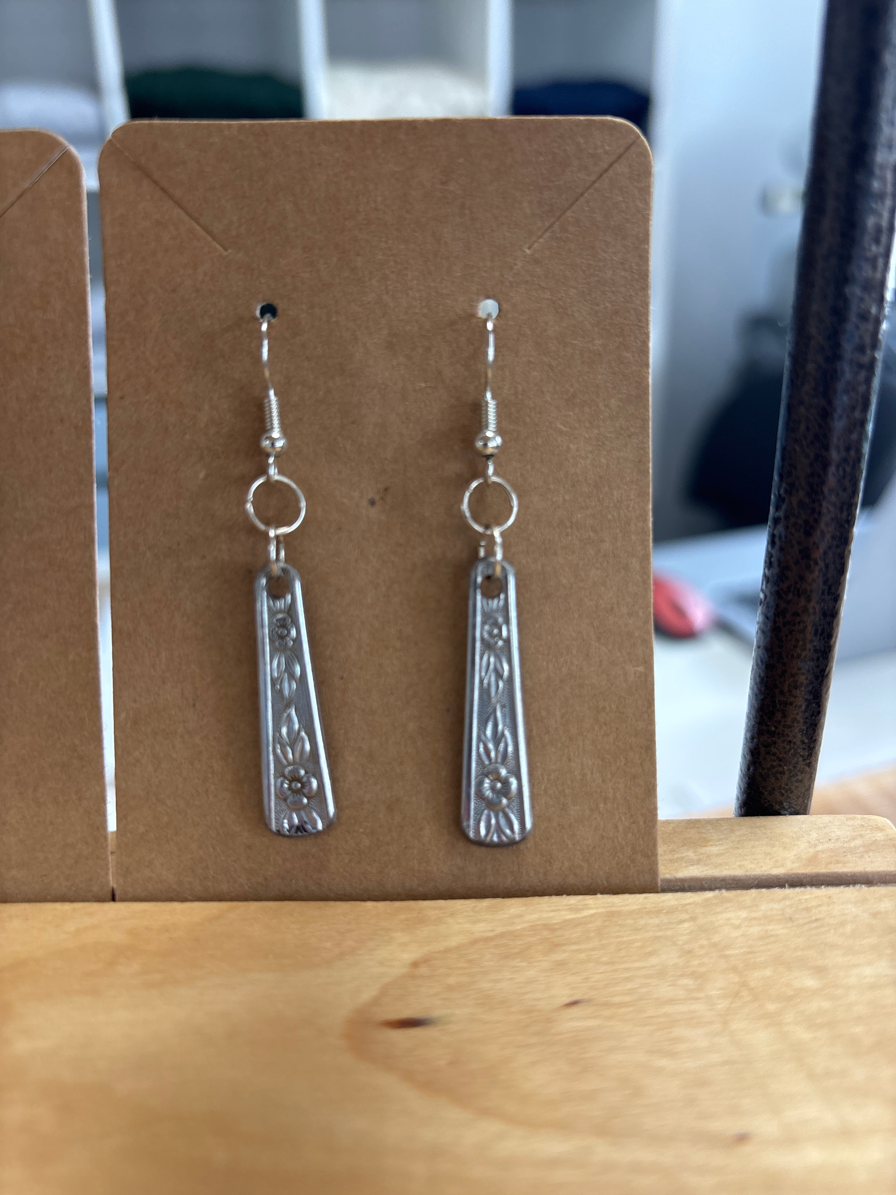 Earrings Locally Made of Repurposed Silverware by Maven of Mischief