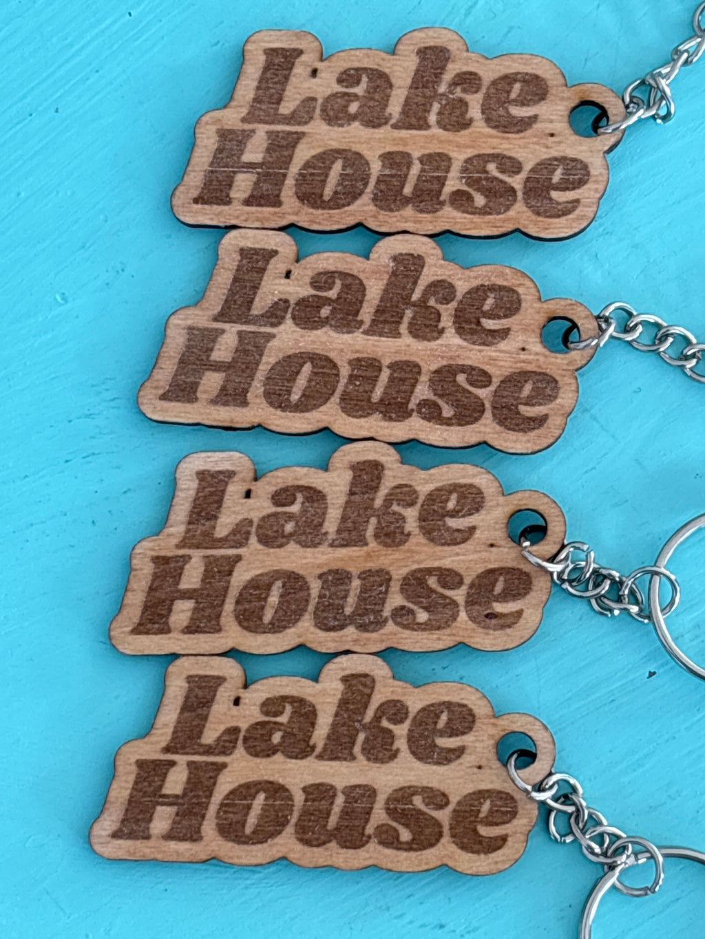 Lake House Key Chain Wood