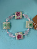Mint Meadow Handmade Glass Bead Bracelet by Meri Glass Beads (MLF022)