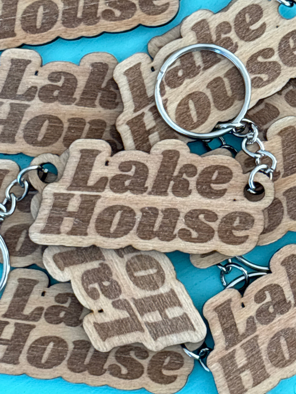 Lake House Key Chain Wood