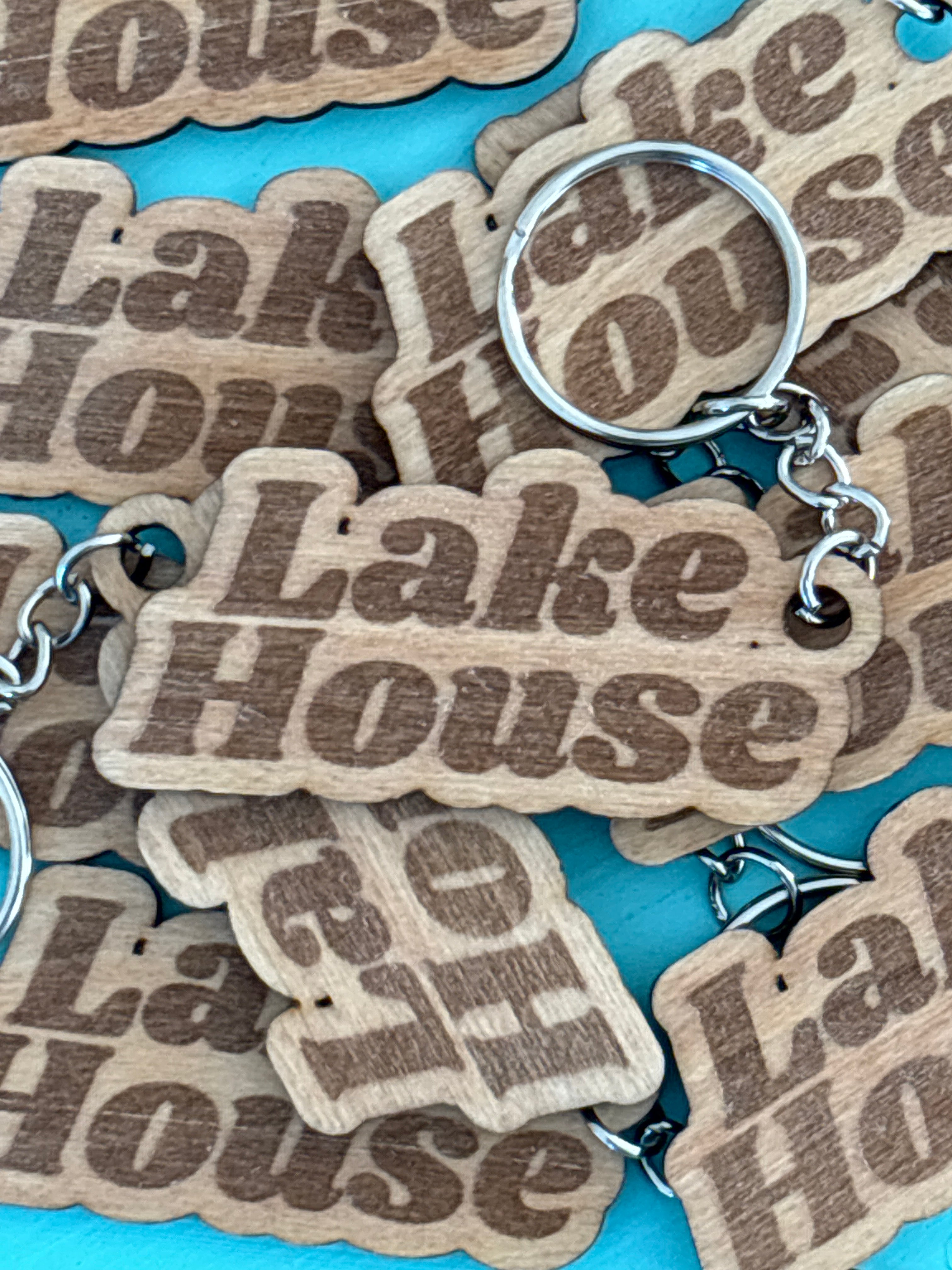 Lake House Key Chain Wood