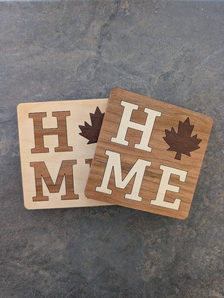 Handmade HOME Inlay Coaster 2 pack - Made in Canada