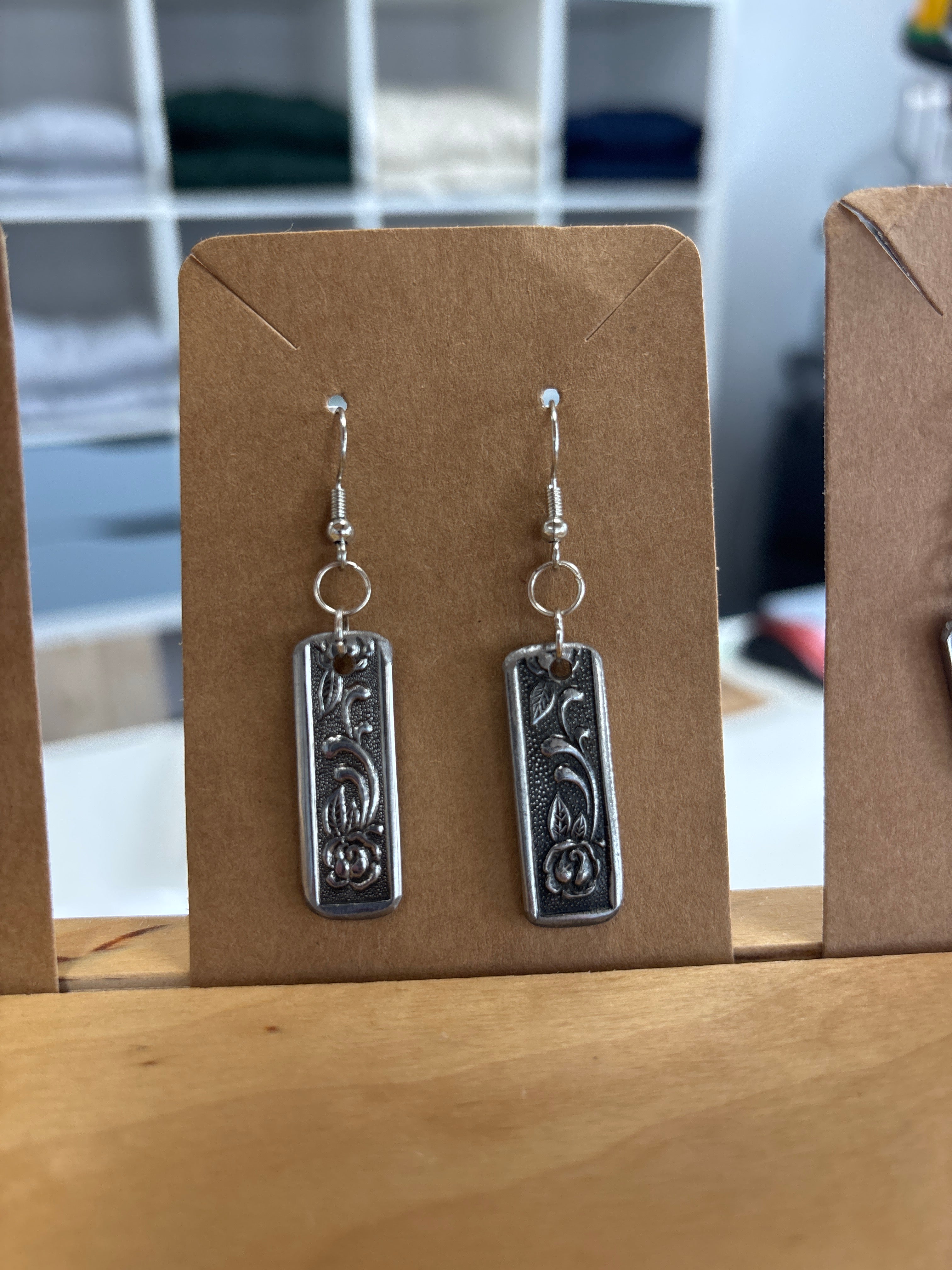 Earrings Locally Made of Repurposed Silverware by Maven of Mischief