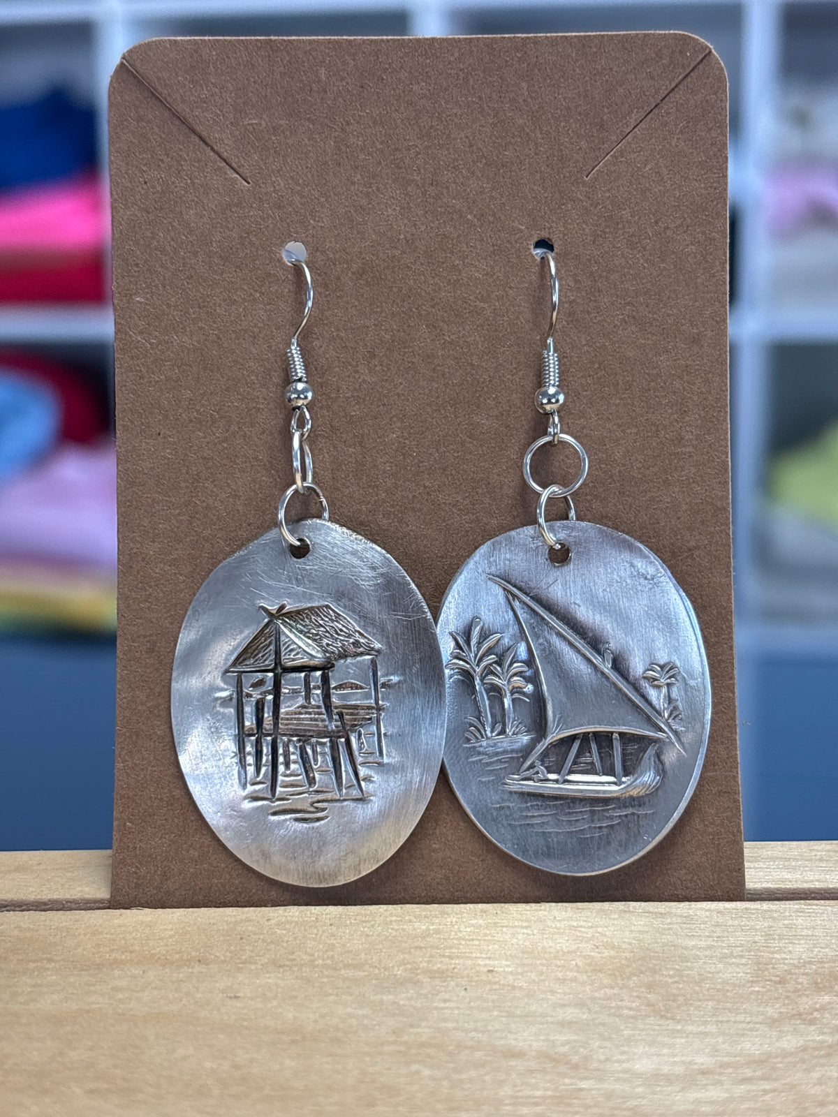 Earrings Locally Made of Repurposed Silverware by Maven of Mischief