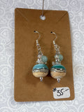 Meri Glass Beads Blue Sea & Ivory Earrings