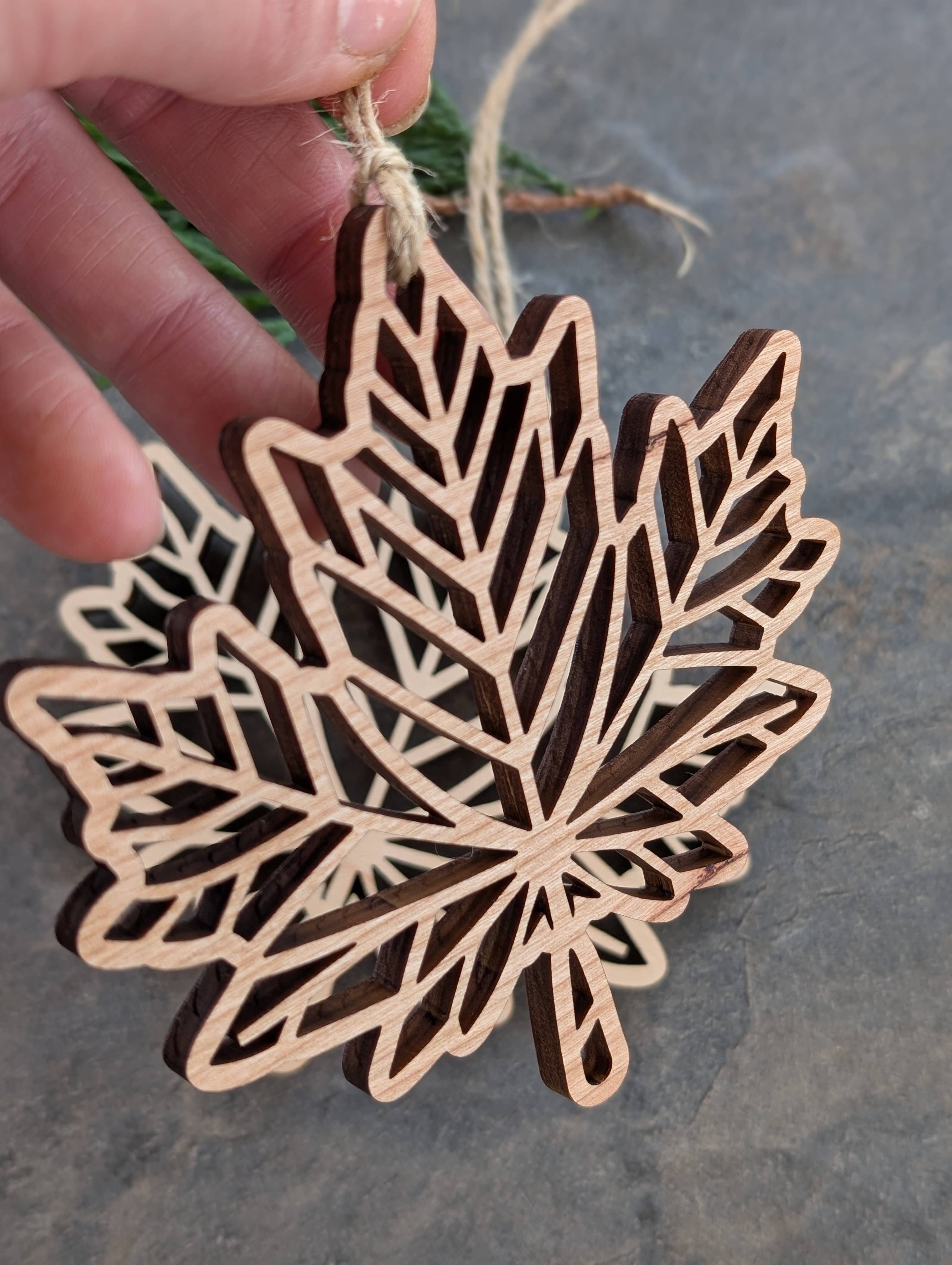 Maple Leaf Cutout Ornament - Canada Wood Souvenir, Christmas