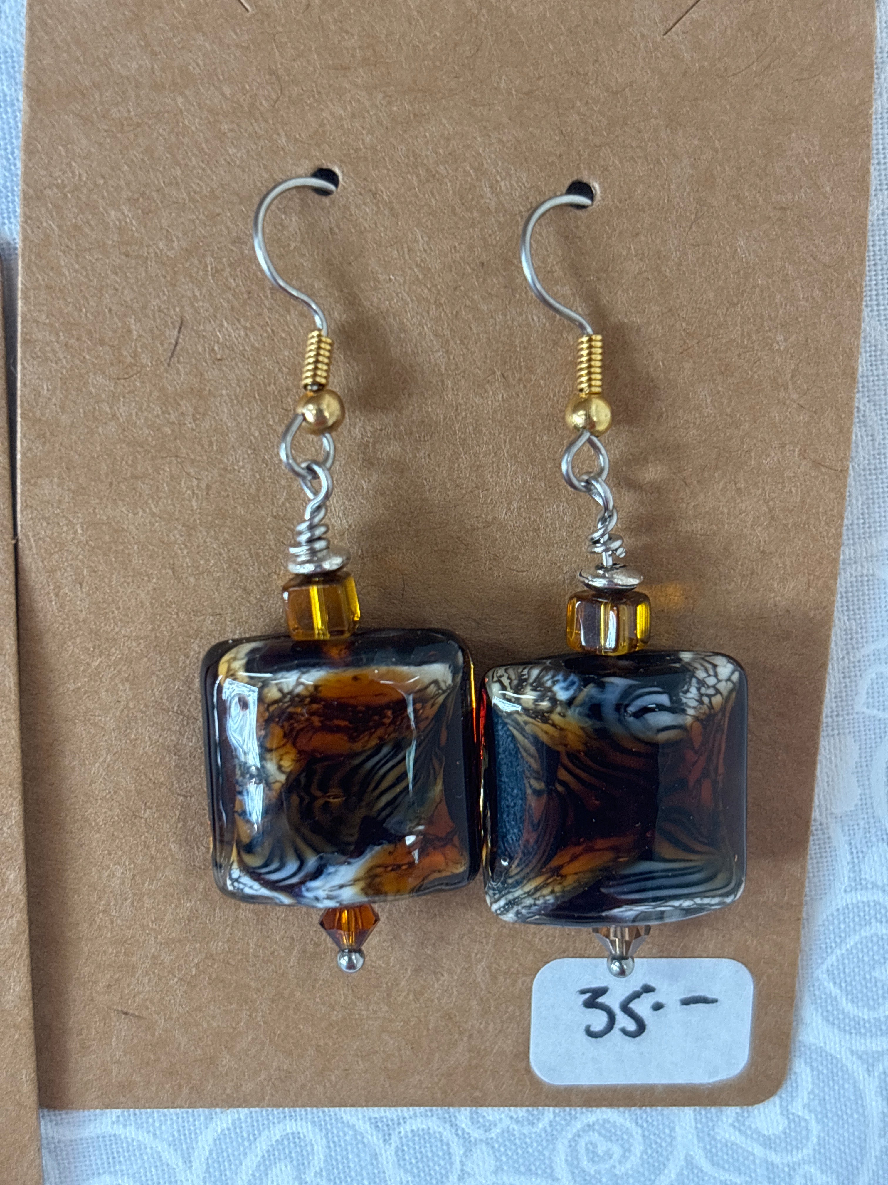 Meri Glass Beads Tiger Earrings