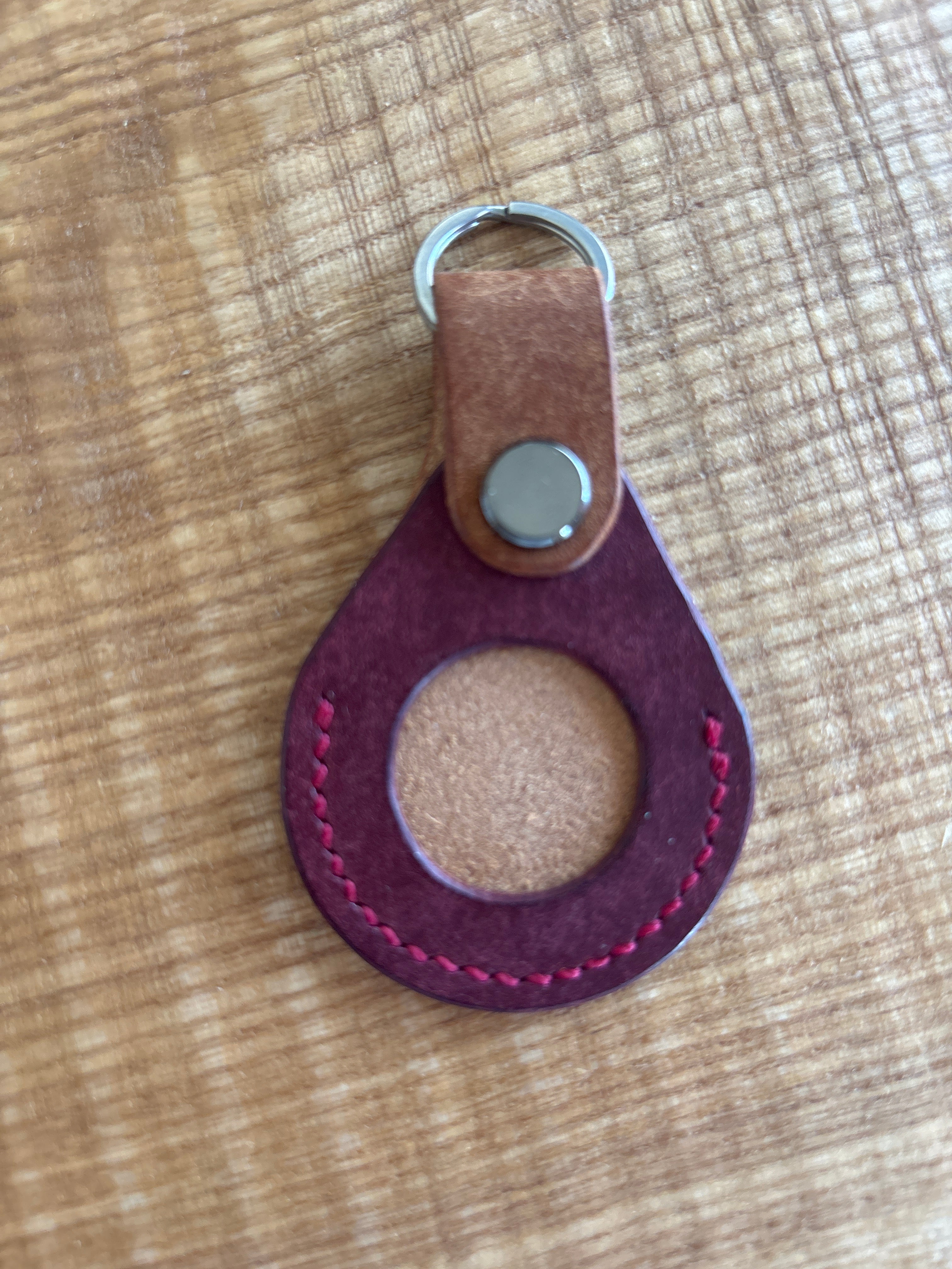 Handcrafted Leather Air Tag Keychain by Red Valley Studios