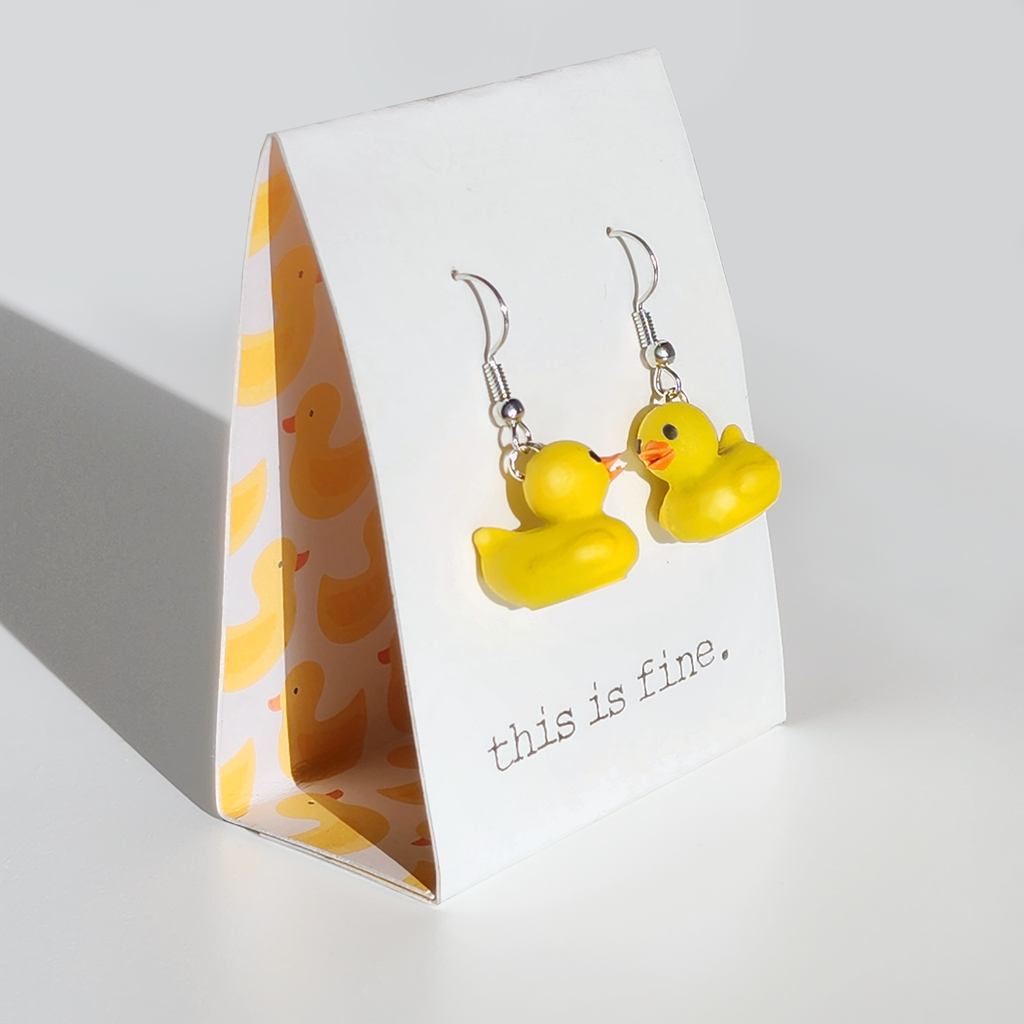 Rubber Duckie Earrings - Zero Ducks Given by this is fine