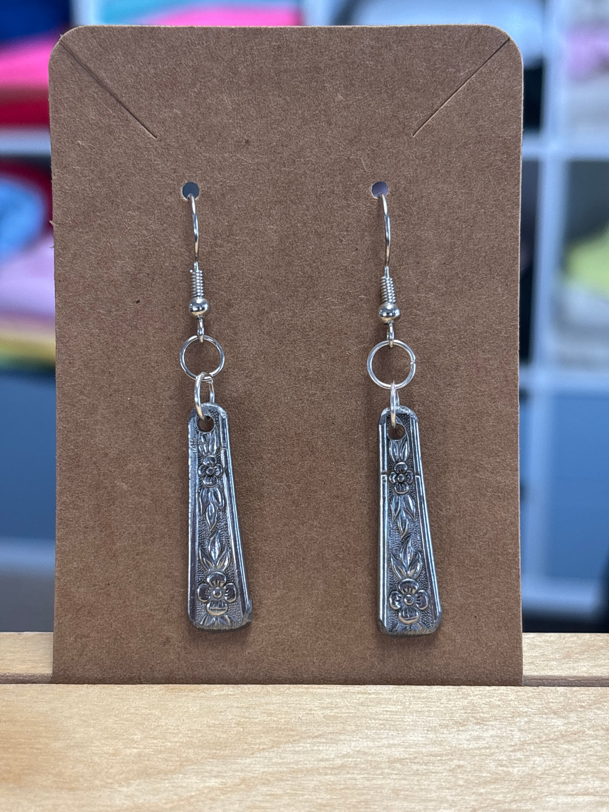 Earrings Locally Made of Repurposed Silverware by Maven of Mischief