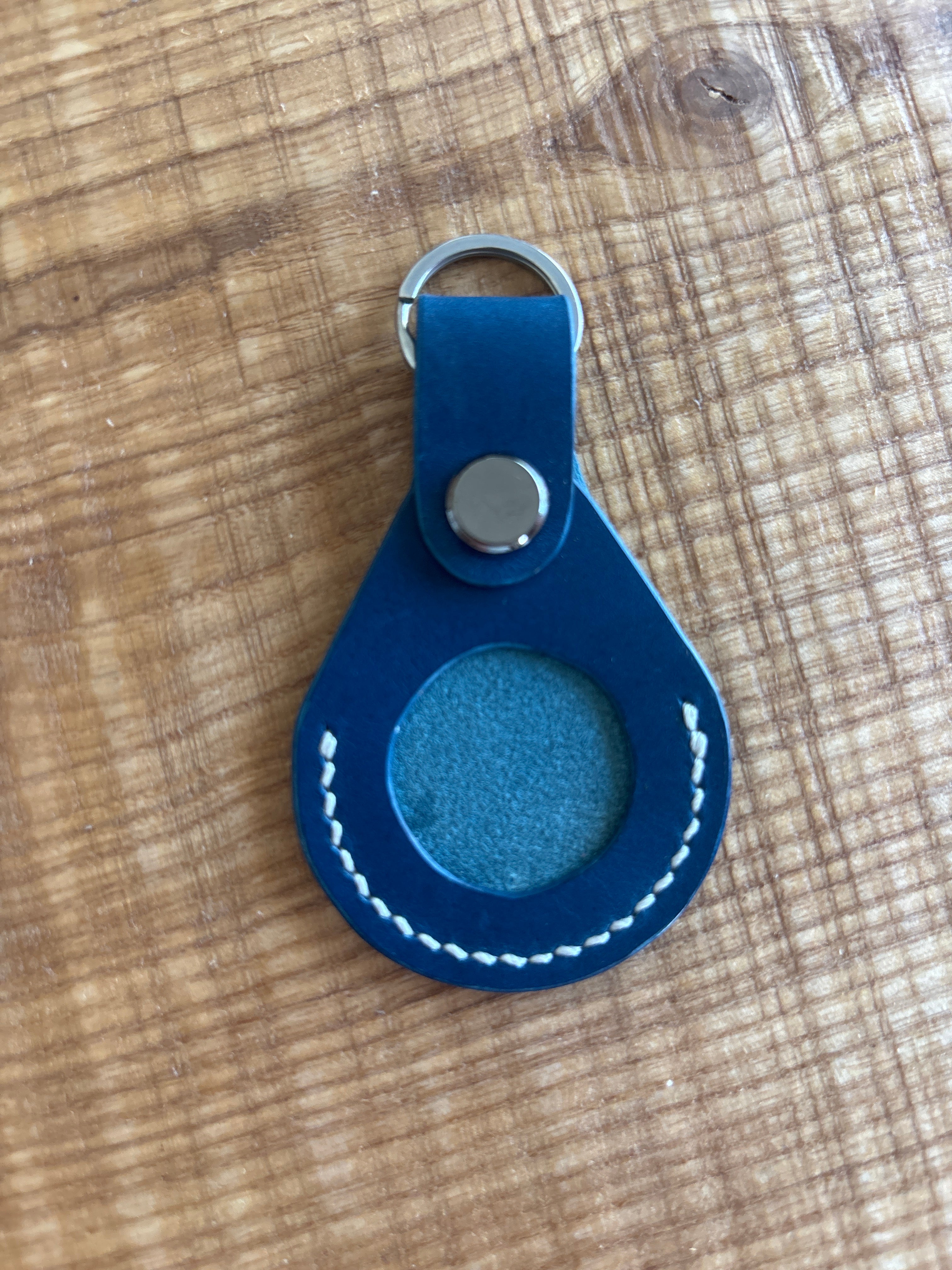 Handcrafted Leather Air Tag Keychain by Red Valley Studios
