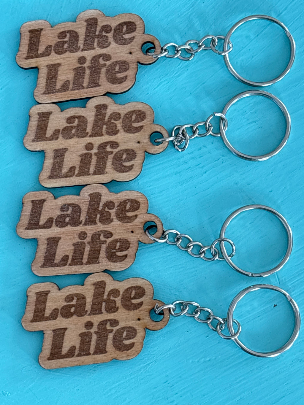 Lake Life Keychain Wood