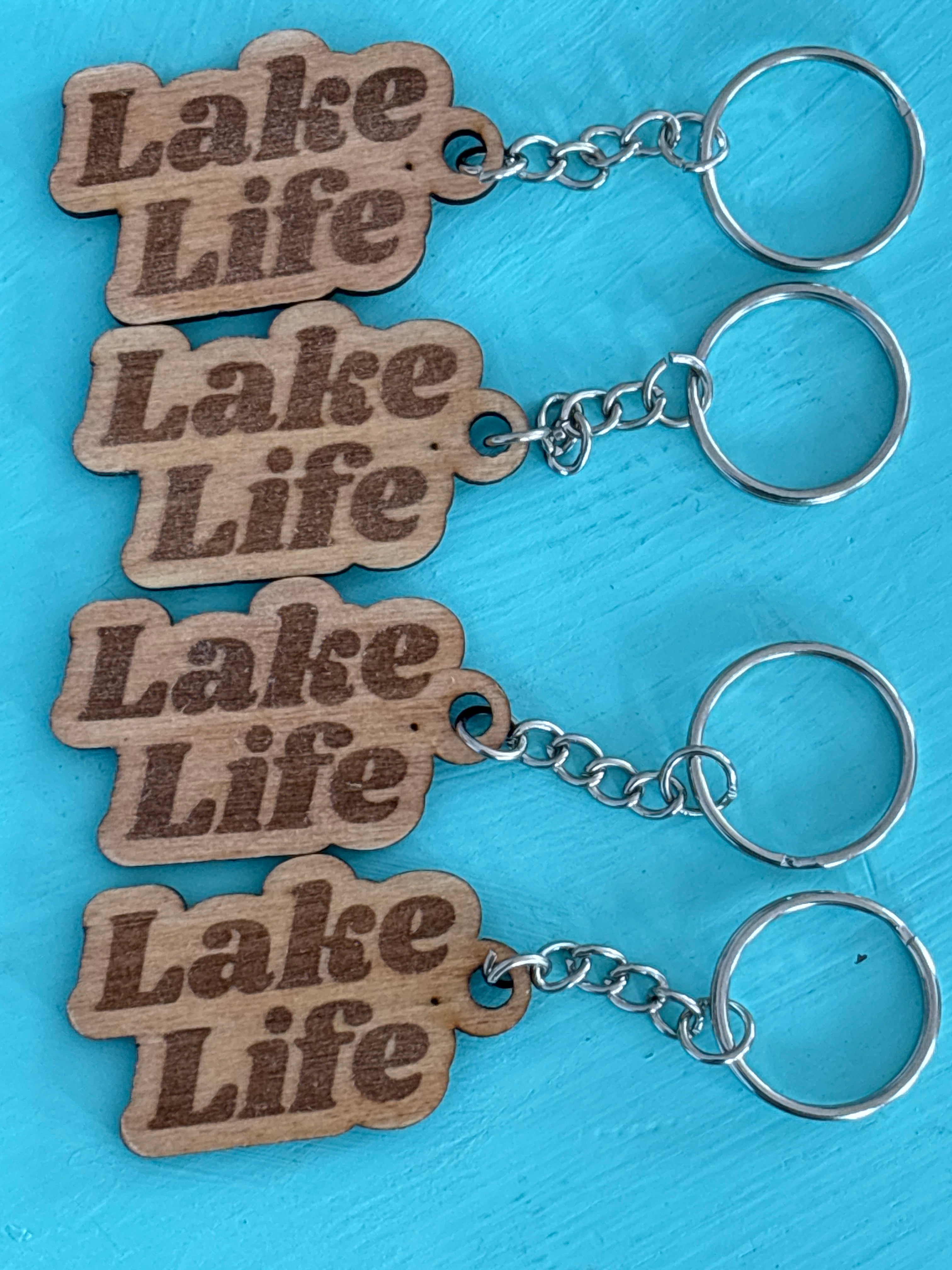 Lake Life Keychain Wood