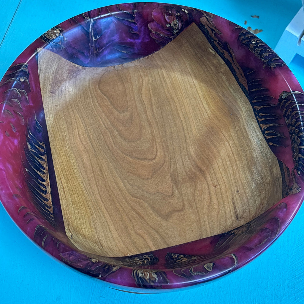 Handmade Wood, Red Resin & Pinecone Bowl | Cottage Creations