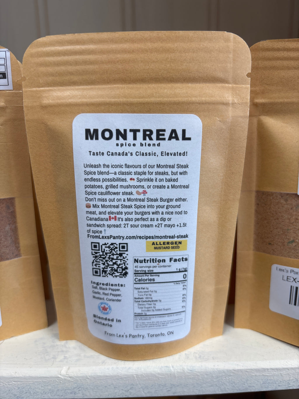Brown package with a label on a white surface