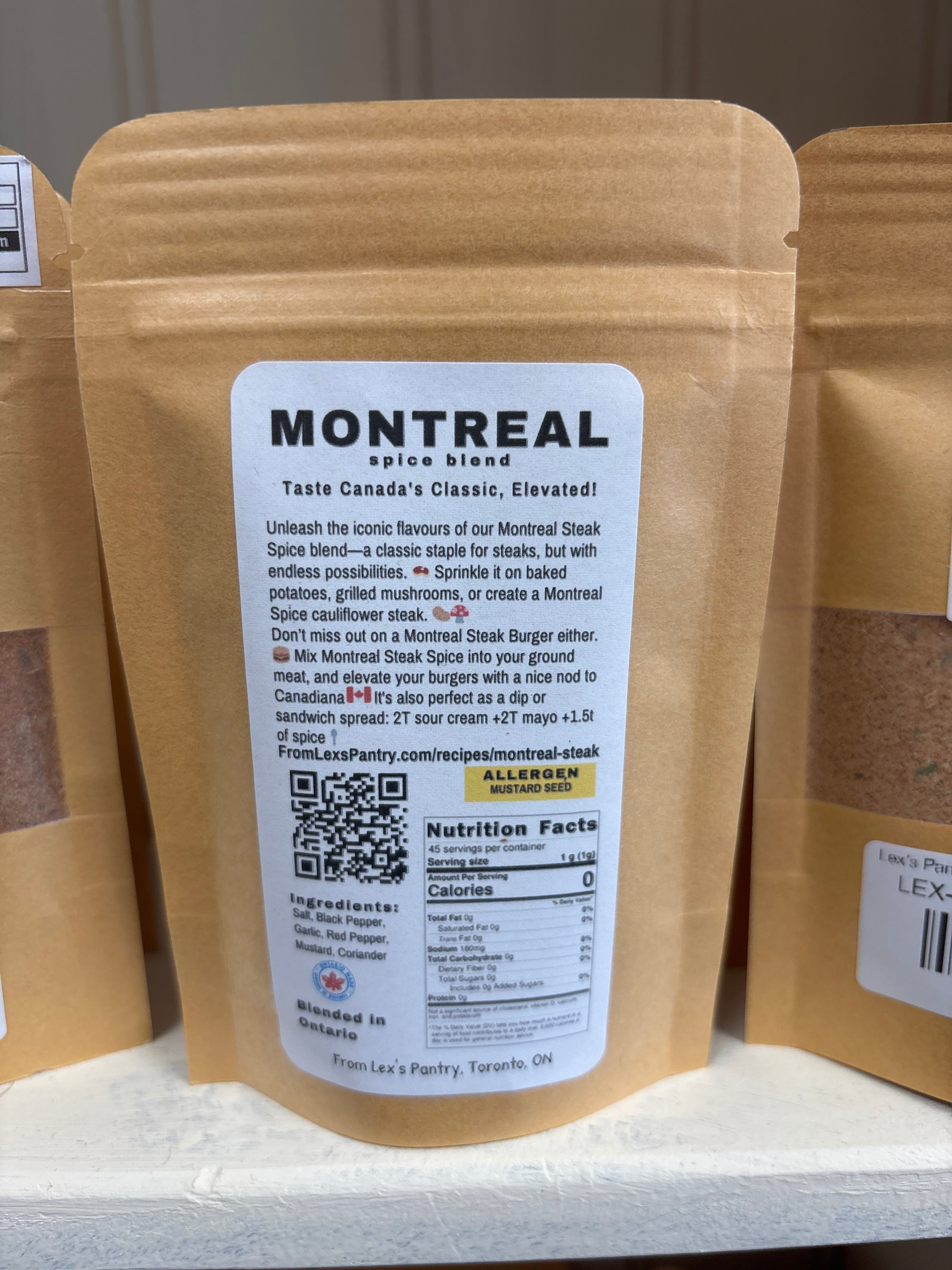 Brown package with a label on a white surface