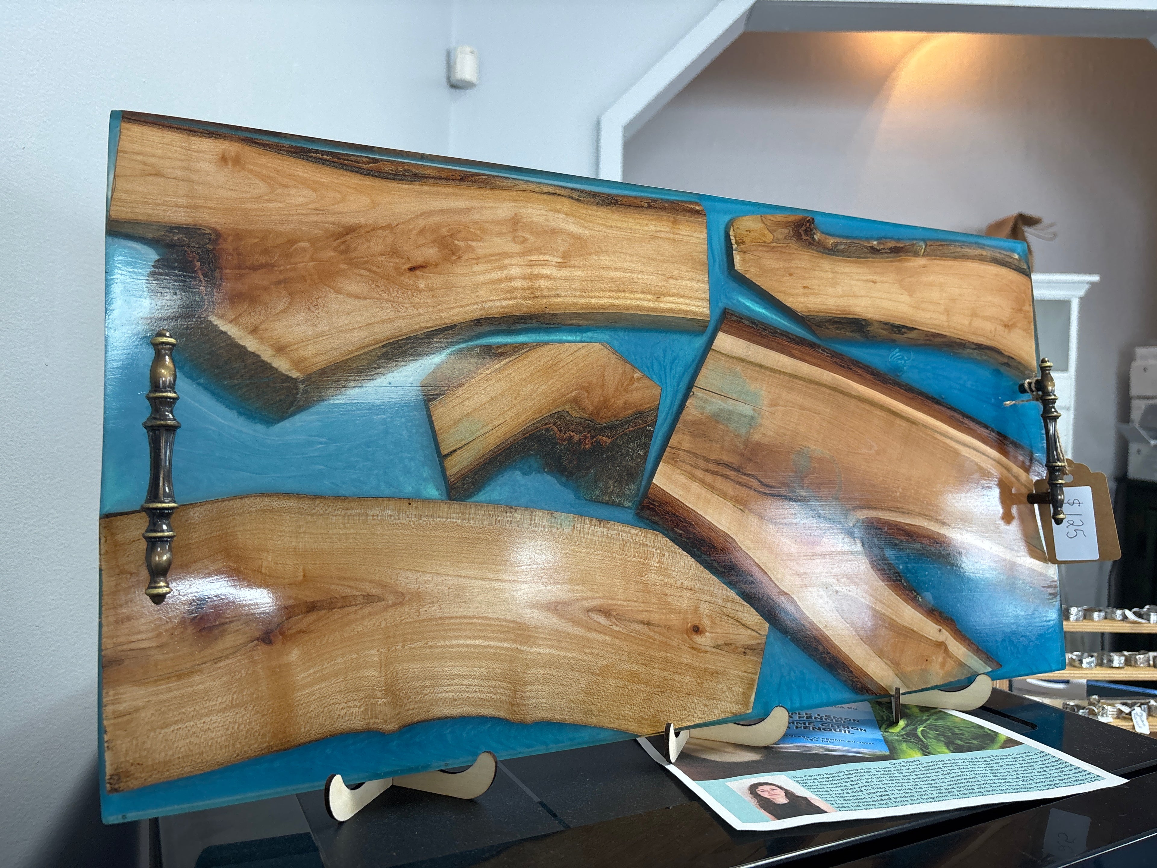 One-of-a-Kind Wood & Resin Charcuterie Serving Board with Handles