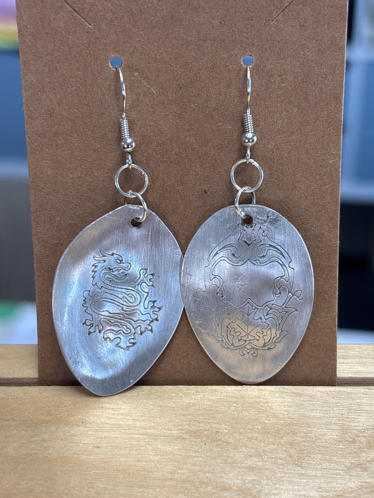 Earrings Locally Made of Repurposed Silverware by Maven of Mischief