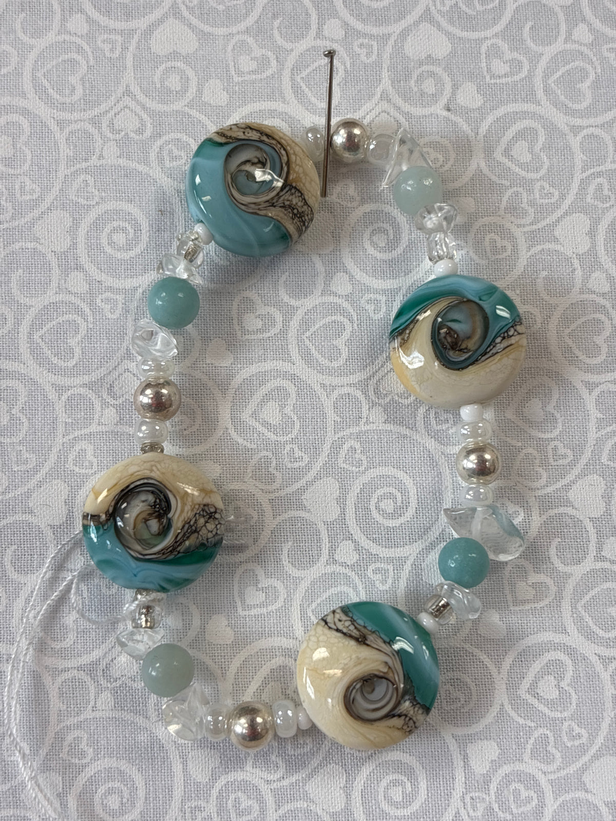 Meri Glass Blue Sea & Ivory Bracelet