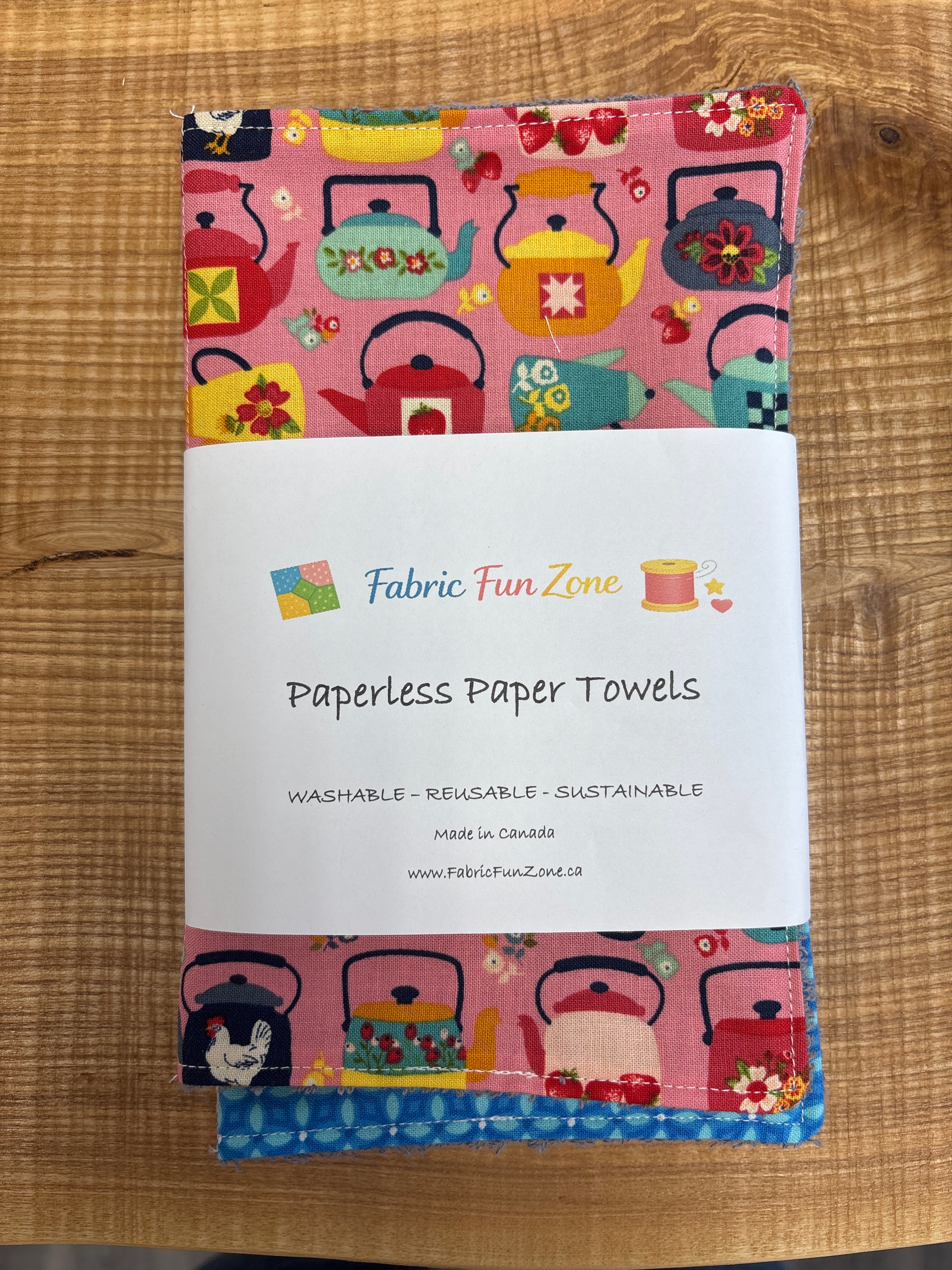 Paperless Paper Towel Sets of 4 Handmade by Fabric Fun Zone