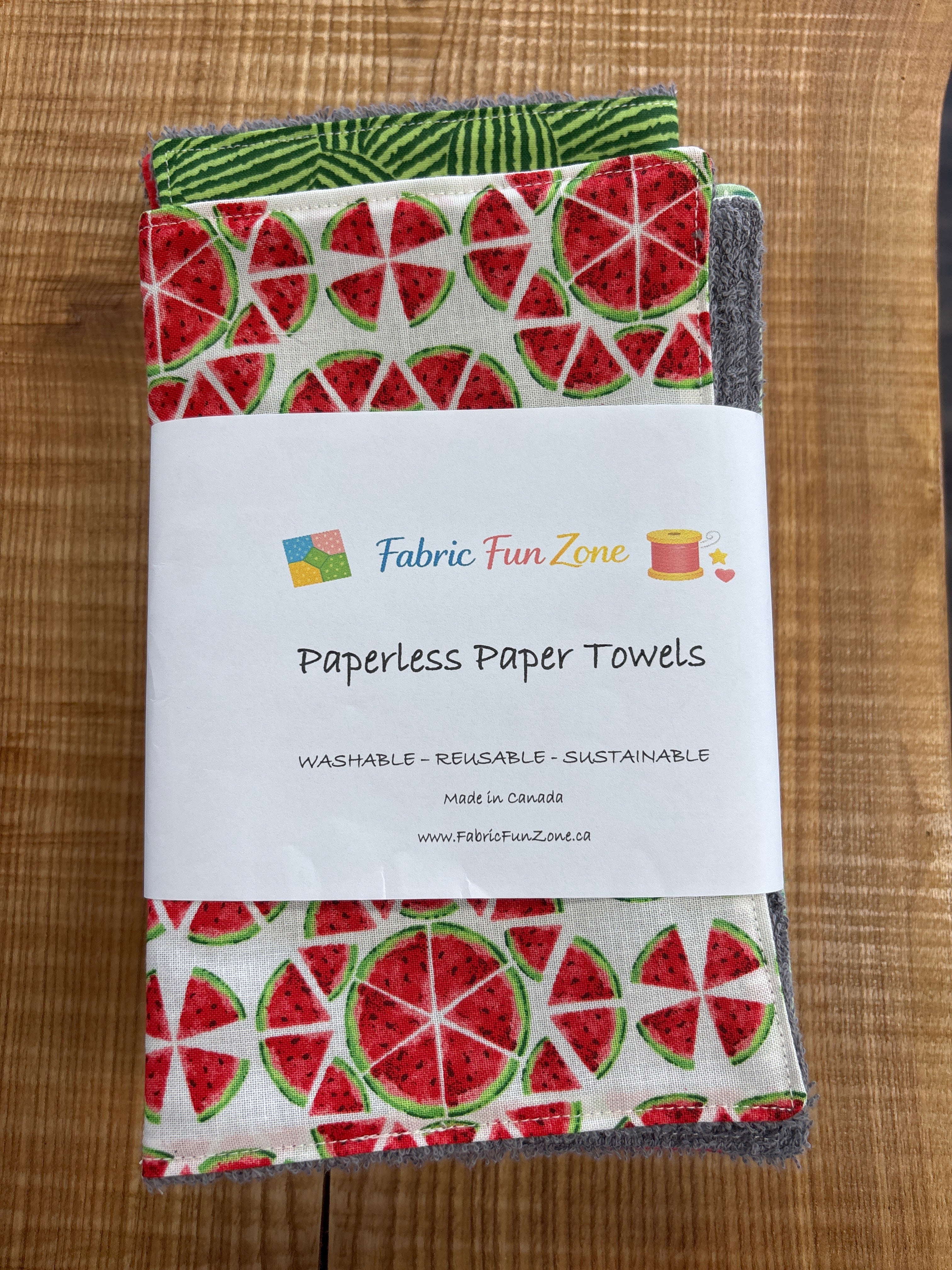 Paperless Paper Towel Sets of 4 Handmade by Fabric Fun Zone